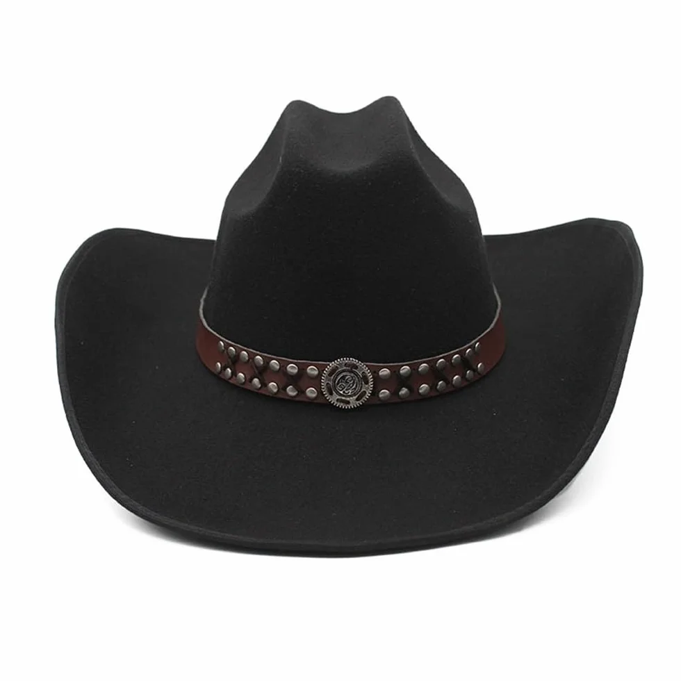 9.5cm Big Brim White Jazz Hat Autumn and Winter Woolen Hat Britain Simple Felt Cowboy Hat