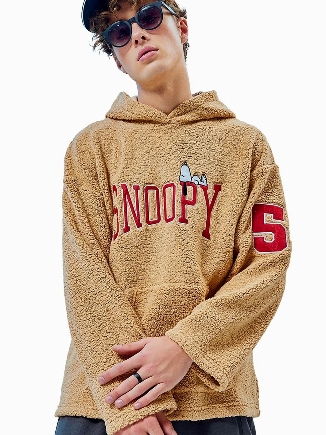Bewakoof Męski sweter z kapturem Typografia, Oversize_596782_Brown_S