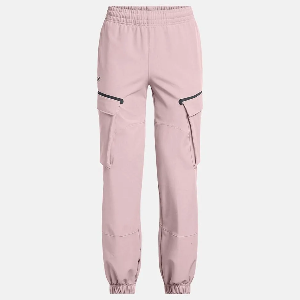 Spodnie Unstoppable damskie Under Armour kolor fioletowy fason cargo high waist