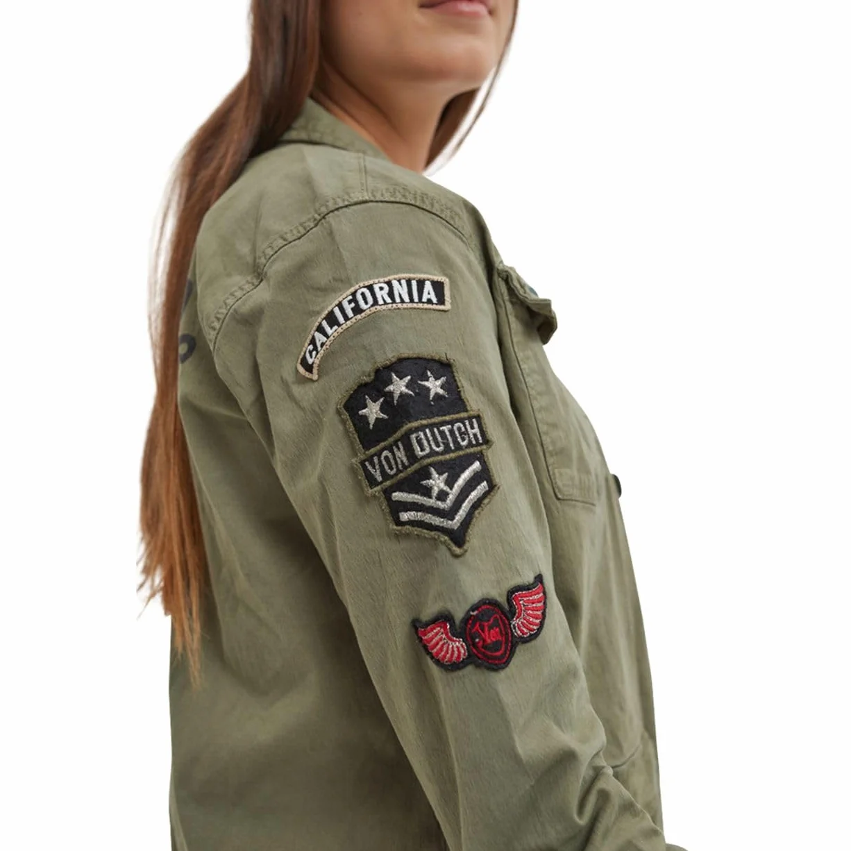 Von Dutch Damska bawełniana kurtka Angel Khaki, zielony, L