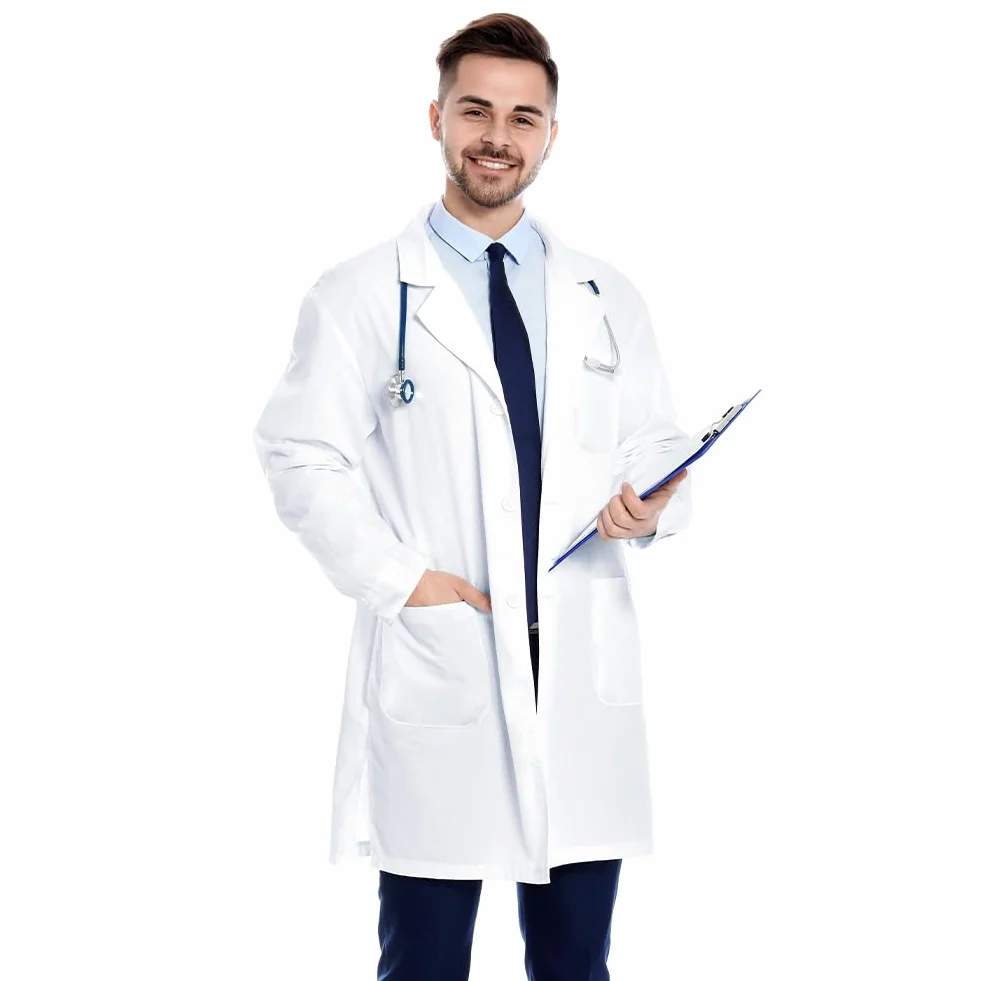 AUYAO Biała bluzka laboratoryjna dla kobiet i mężczyzn, bluzka laboratoryjna chemia, bluzka lekarska unisex