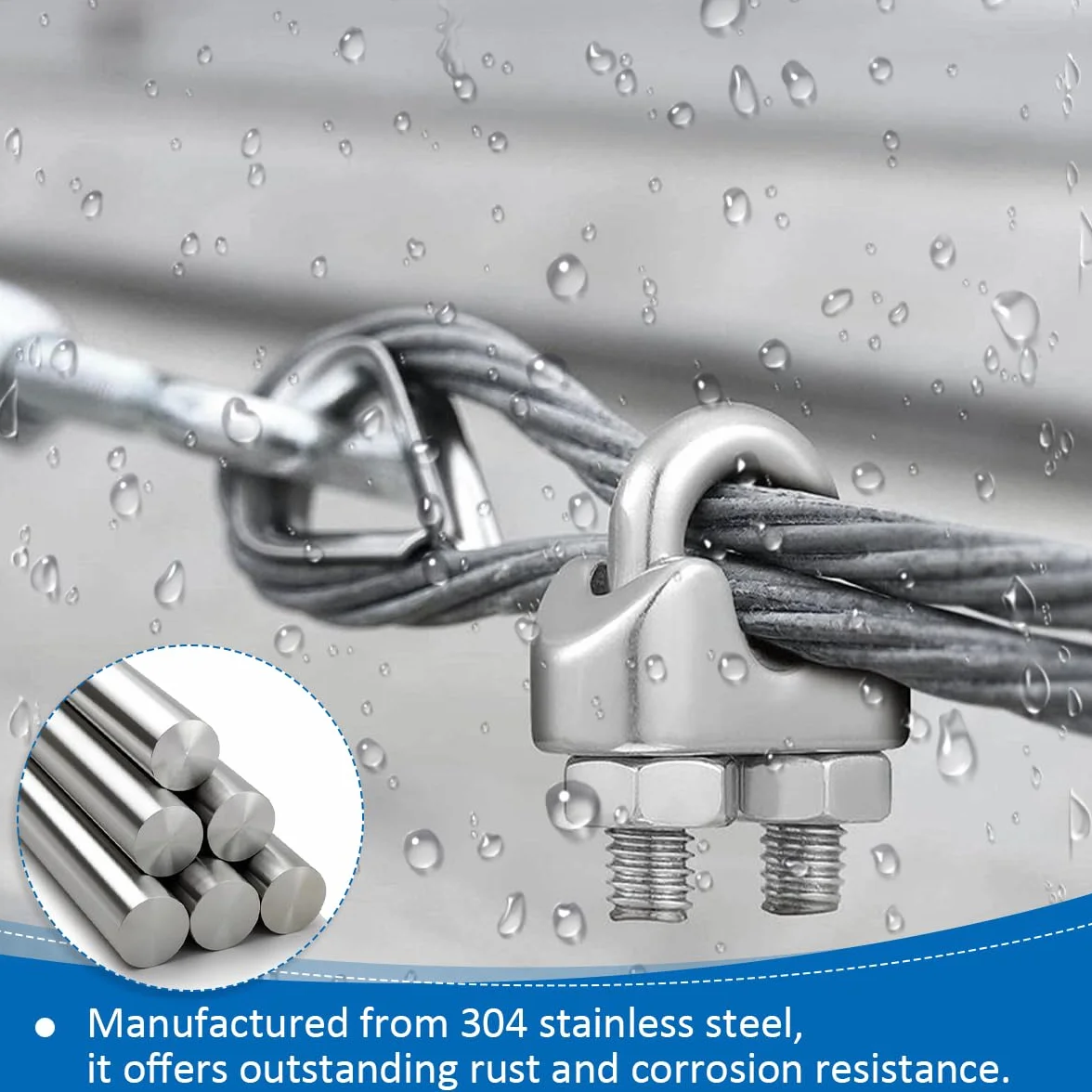 20 sztuk zacisków linowych 4 mm, stal nierdzewna 304, zacisk linowy do lin stalowych 4 mm, nierdzewny zacisk pałąkowy, zaciski linowe M4, zacisk linowy do żagli przeciwsłonecznych, lin do prania