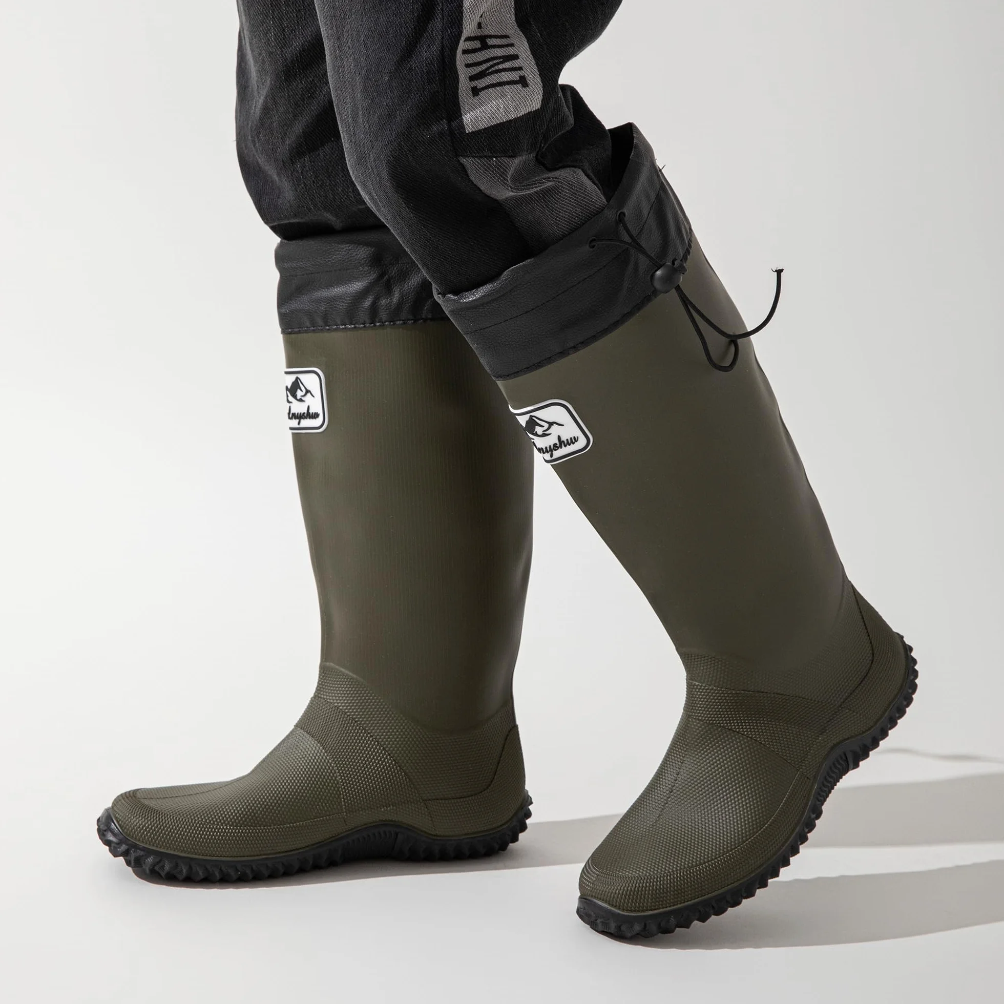 JOMIX Buty przeciwdeszczowe Mężczyźni Kobiety Antypoślizgowe Wodoodporne Gumowe Buty Składane Wysokie Buty Wędkarskie Piesze Wycieczki Camping Praca Ogród Wodoodporność Całkowita Lekkie i kompaktowe