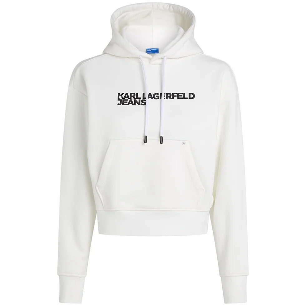 Karl Lagerfeld Jeans Damskie Essential Logo Hoodie Regular Fit Biały S