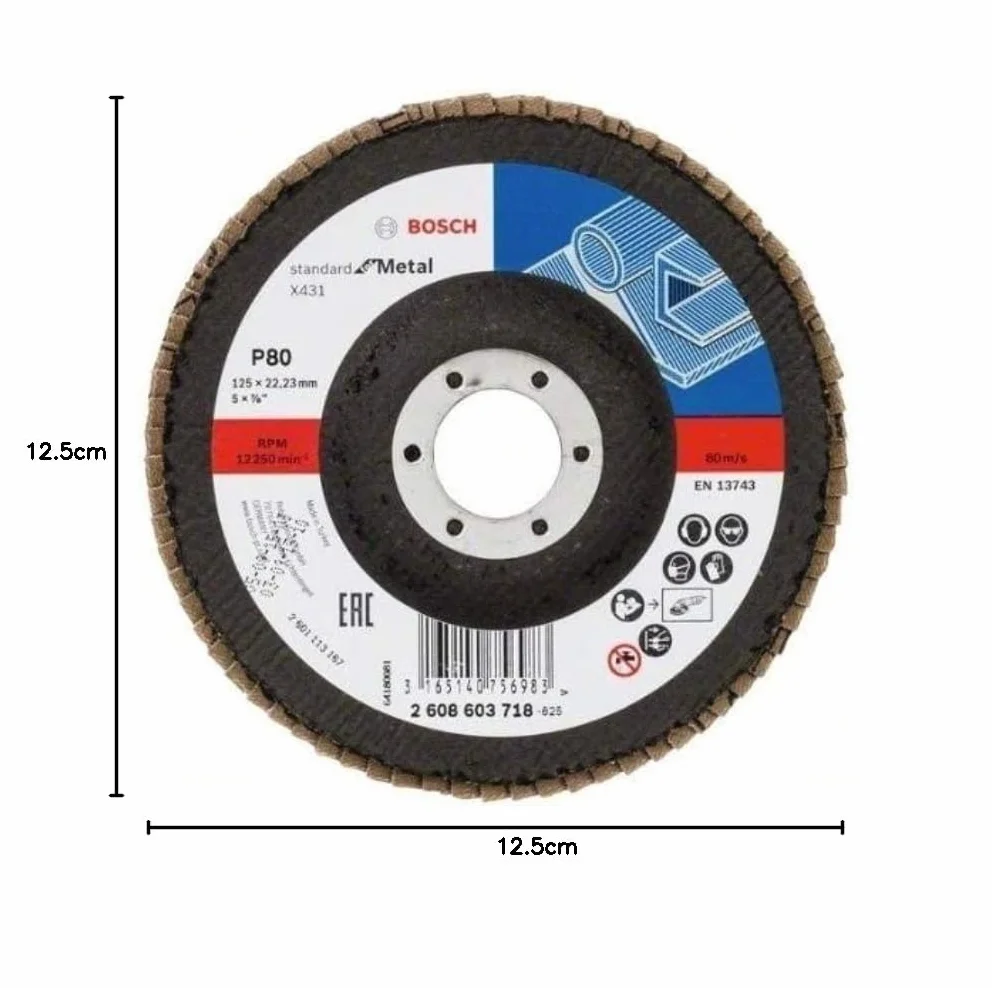 Bosch Professional 2608603718 standardowa tarcza szlifierska do metalu 125 mm K80, 80