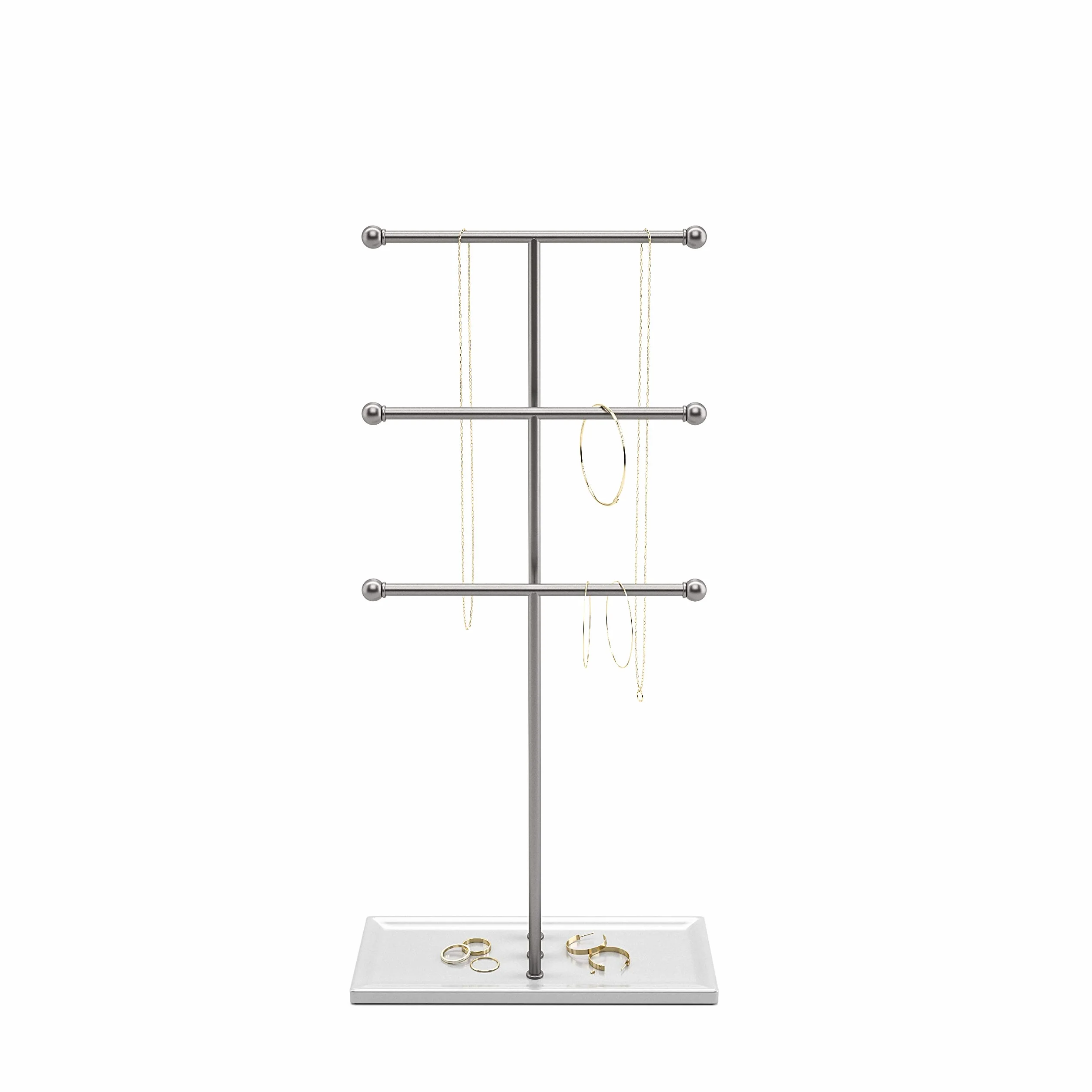 Umbra Trigem Organizer na Biżuterię, Srebrny/Biały, 23 x 10 x 48 cm