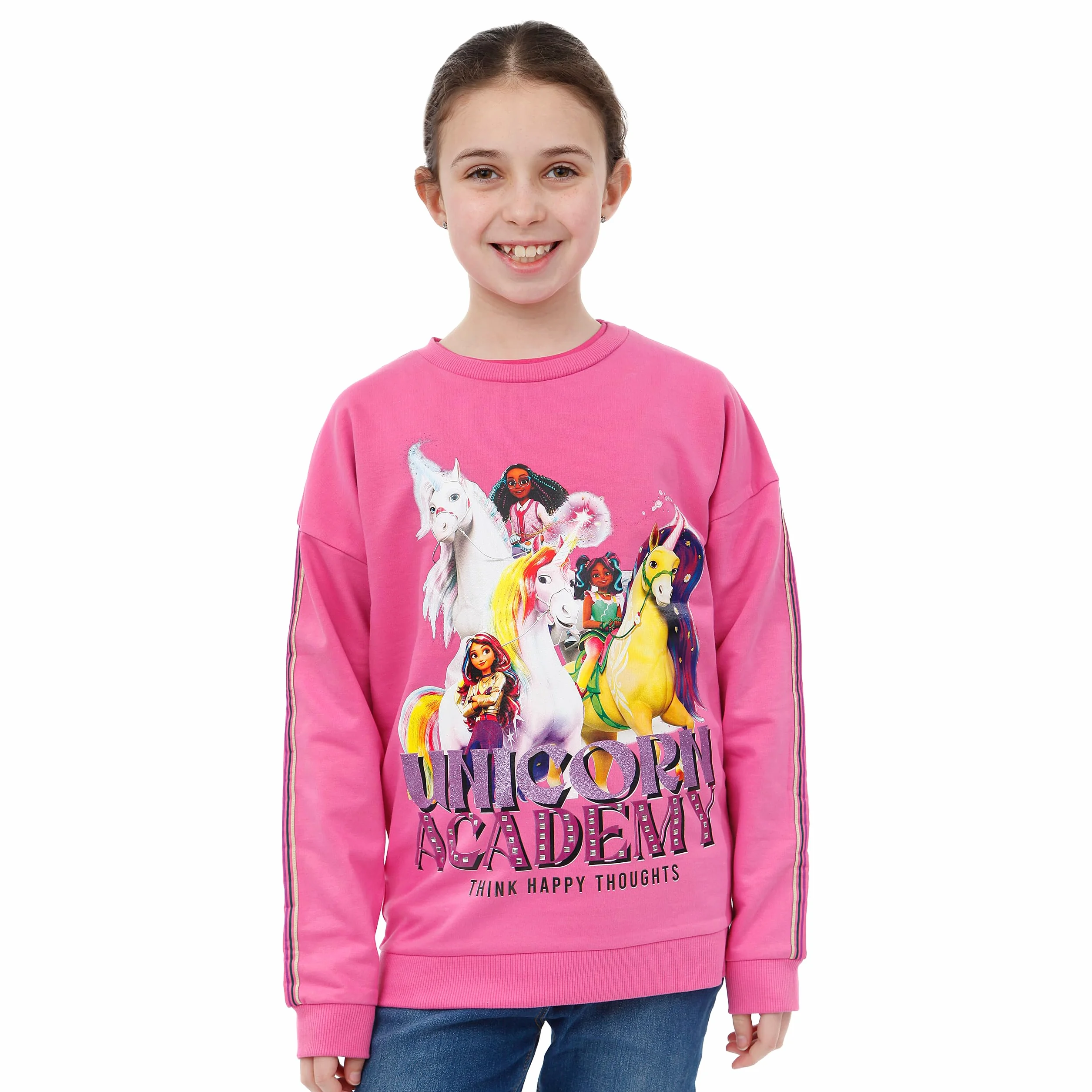 Bluza Dla Dziewcząt Z Akademii Jednorożców | Bluza Z Jednorożcem Dla Dziewcząt | Bluza Dla Dzieci Sophia I Wildstar | Różowy 110