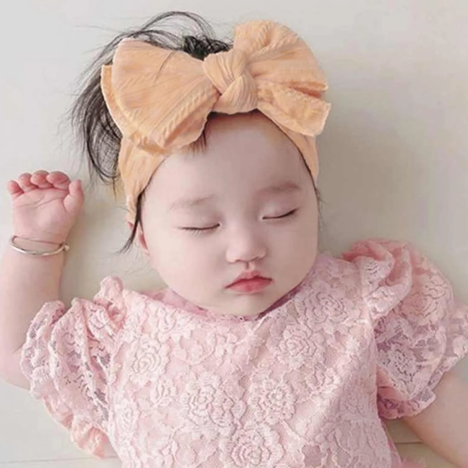 4 Kawałki Baby Hairband, Nylonowe Elastyczne Opaski do Włosów, Opaski dla Dzieci, Ręcznie Robione Opaski z Kokardkami, dla Dzieci, Niemowląt i Małych Dzieci
