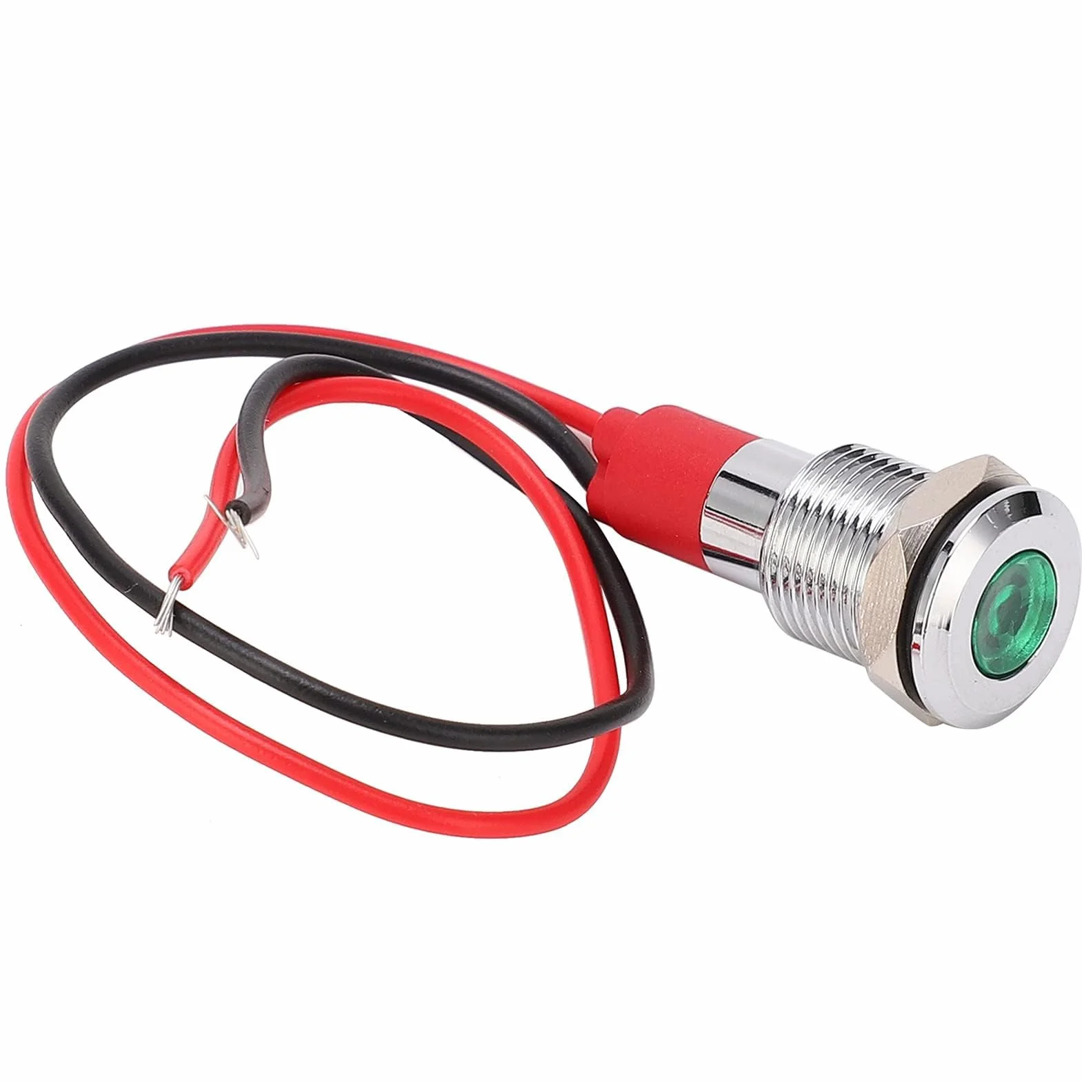 Metalowa Lampka Kontrolna LED Metalowa Lampka Kontrolna LED 10 Mm 220 V, Wodoodporna Zasilanie Mały Przewodowy Mosiądz Niklowany Pyłoszczelna Lampka Sygnalizacyjna 10 Mm Zielony (220 V)