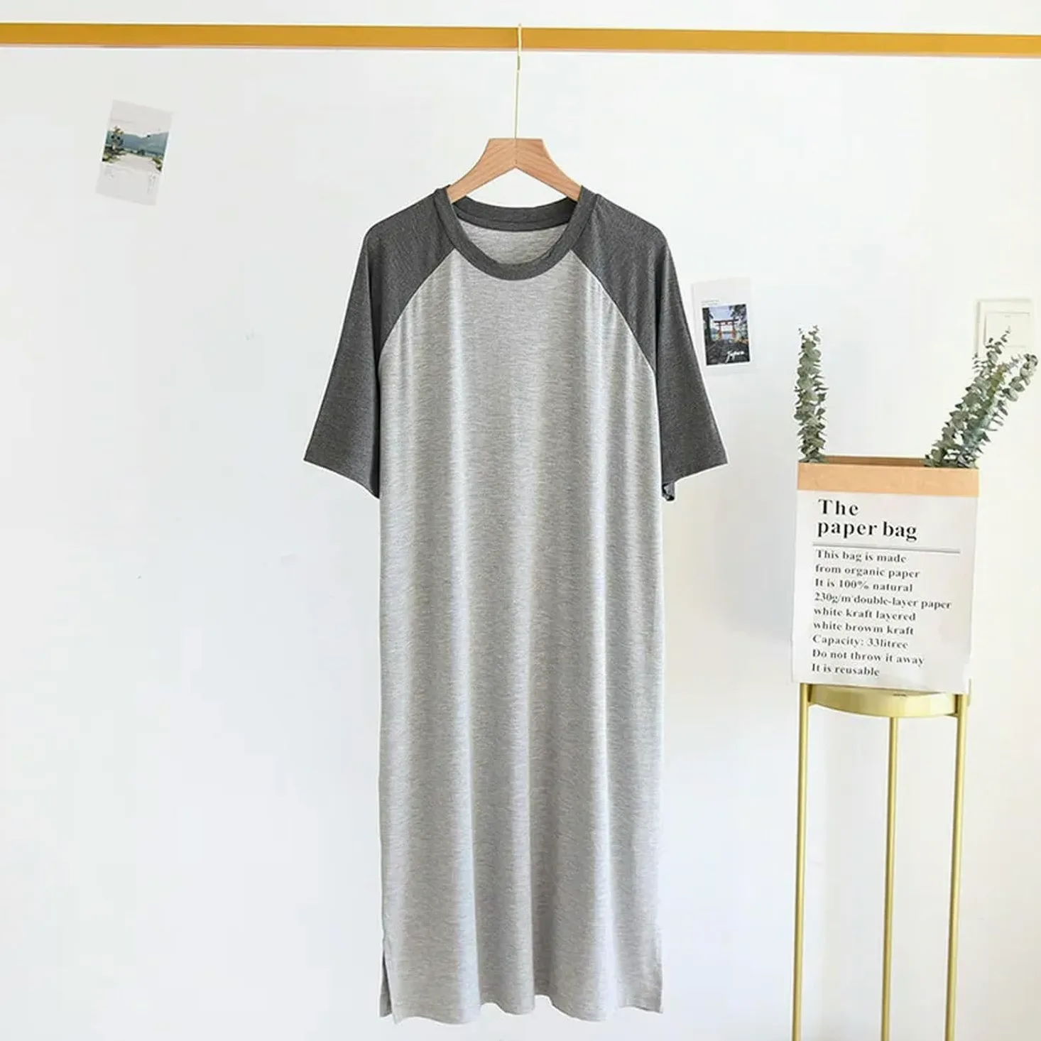 Piżamy Damskie Wiosna Lato Koszule Nocne Damska Koszula Nocna Krótki Rękaw Długa Koszula Nocna Bawełniana Plus Size Bielizna Nocna, Picture2, XL