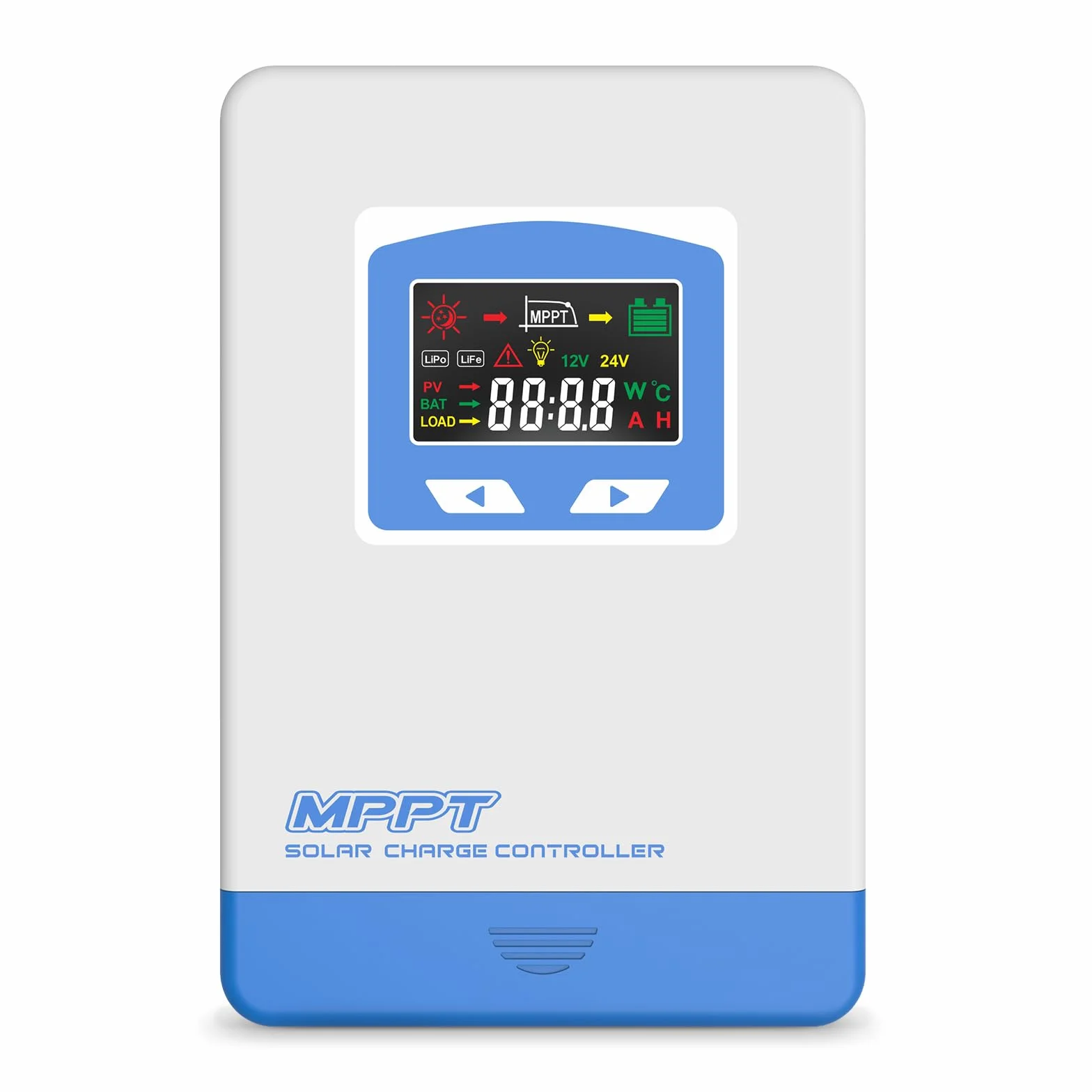 Anern Regulator ładowania słonecznego 20A MPPT 12V 24V samochód z trybem wykrywania światła, wyświetlacz LCD do paneli słonecznych 12 V 24 V 24 V żel uszczelniony powodzią i baterią litową