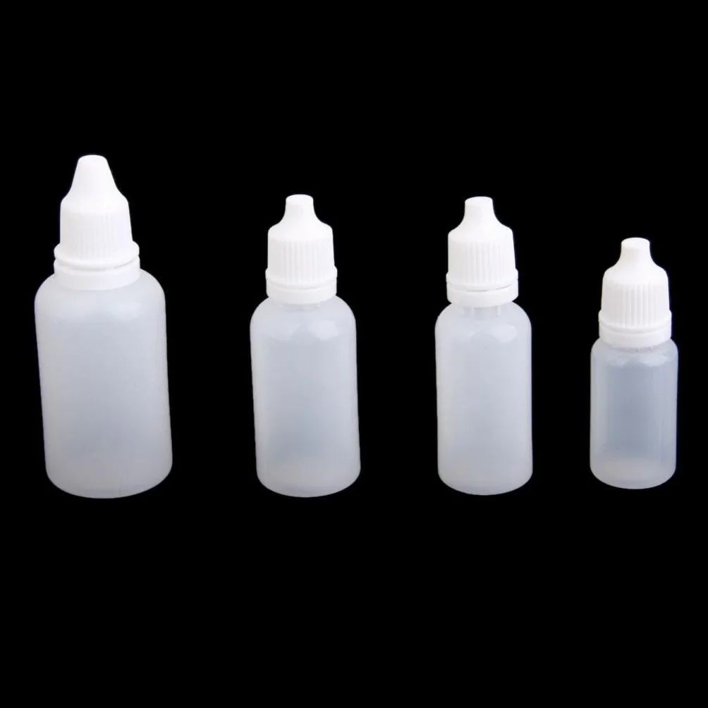 Butelka z zakraplaczem, 20 ml, opakowanie 10 sztuk, biały LDPE, dozownik na płyny, krople do oczu, oleje