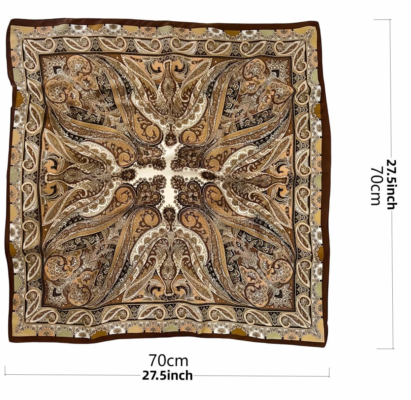 Brązowa bandana satynowa chusta damska, jedwabista chusta na głowę do włosów, kwadratowa chusta na szyję, brązowa dla kobiet, jedwabna chusta do włosów i jedwabna chusta na co dzień, moda, podróż i