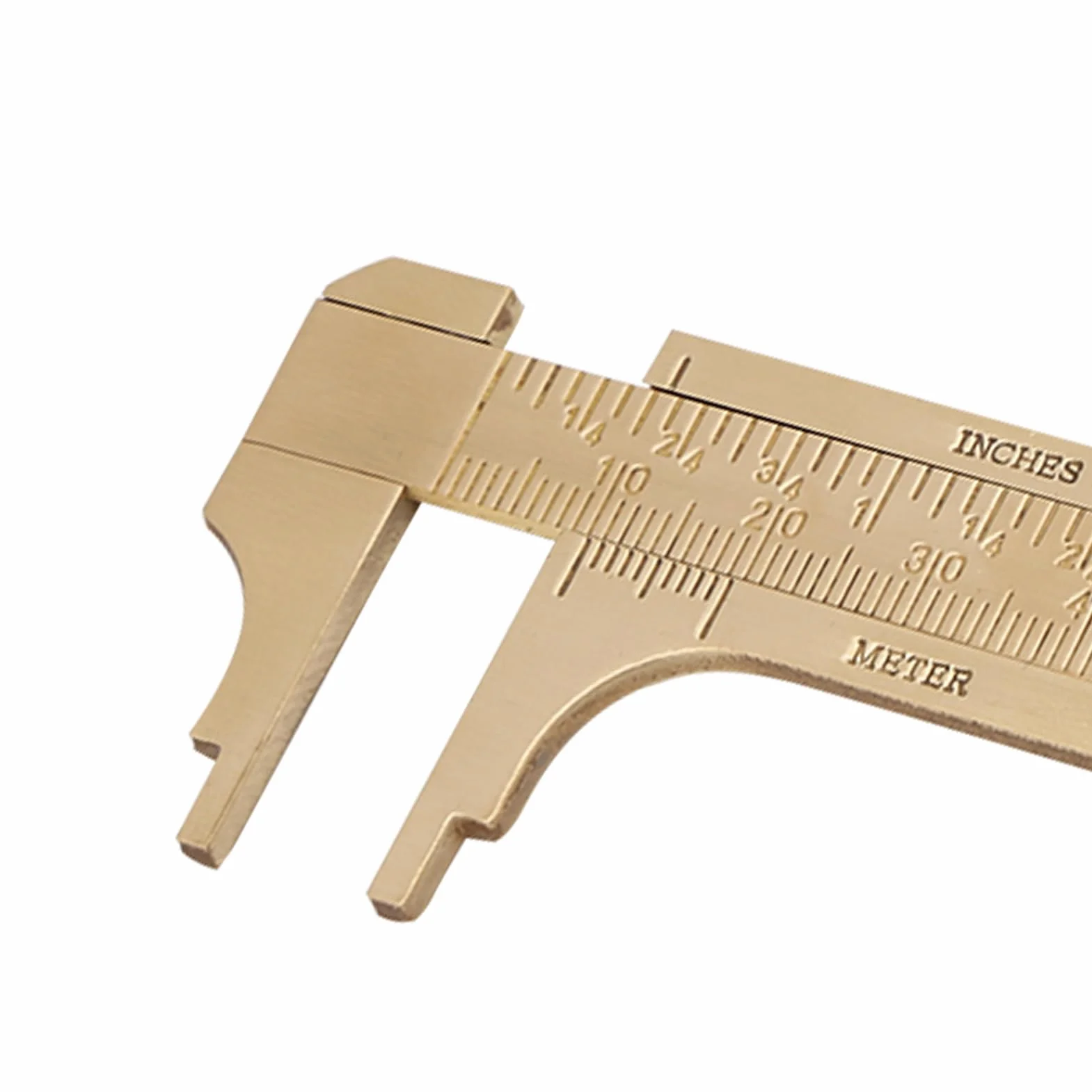 FTVOGUE Mosiężna suwmiarka, narzędzie pomiarowe, mini linijka kieszonkowa, podwójna skala mm/cal (100 mm)