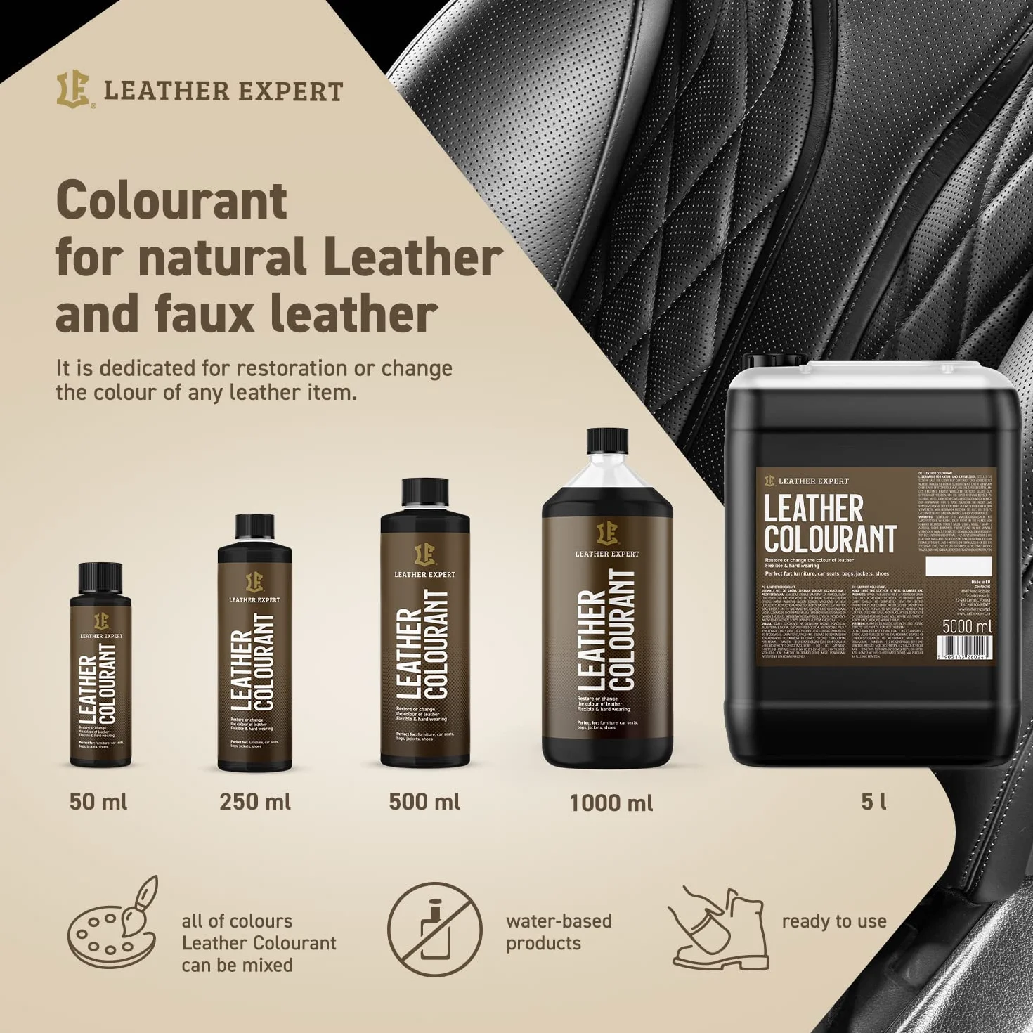 Barwnik Do Skór Leather Expert Ciemny Brąz 50 ml