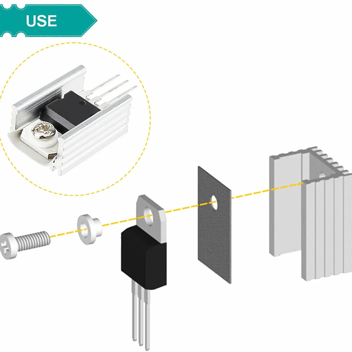 IRF3205 3205 Tranzystor Mosfet 55V 110A Tranzystor MOSFET TO-220 kanał mocy z aluminiowym radiatorem zestaw montażowy do wkrętarki do majsterkowania (20 sztuk)