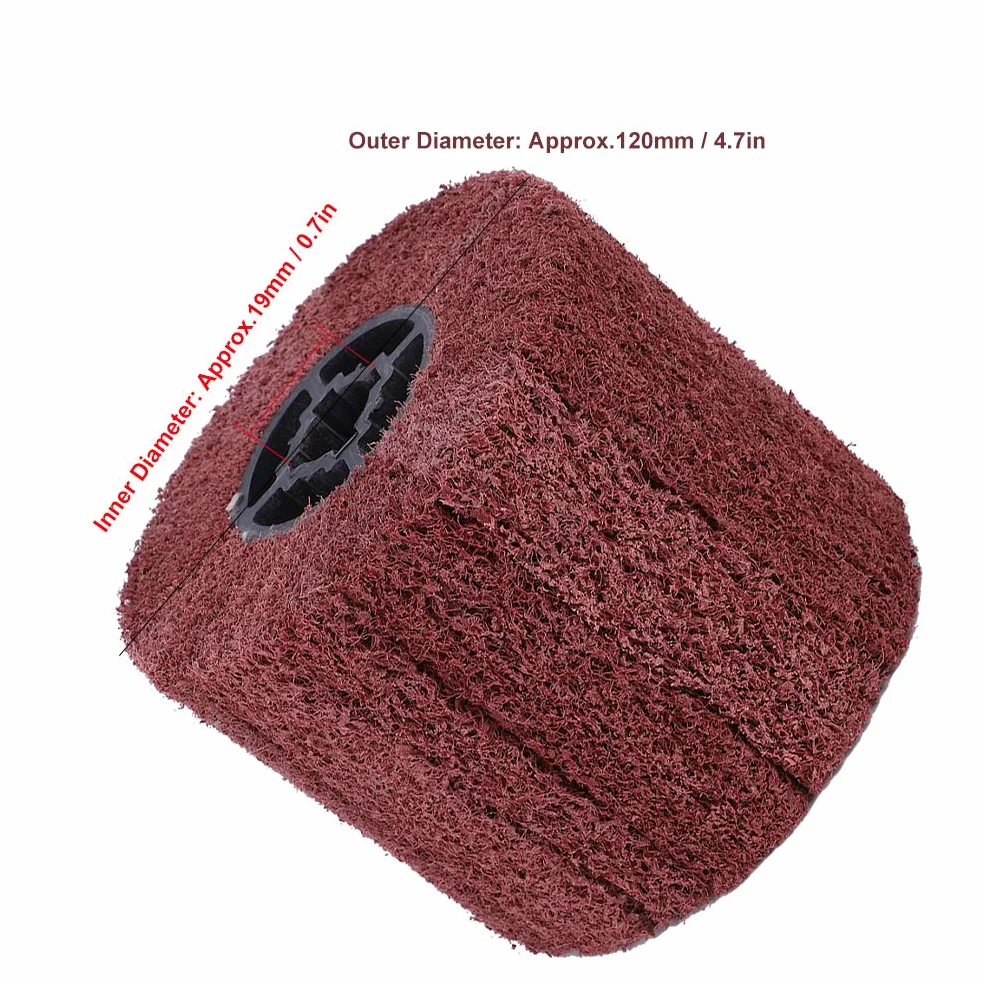 120x100x19mm Ścierne koło do ciągnienia, do ciągnienia drutu Szczotka bębnowa Polerowanie krzyżowe Gumowe rdzeń Polerowanie Koło buforowe do czyszczenia i usuwania zgorzeliny(180 grit)
