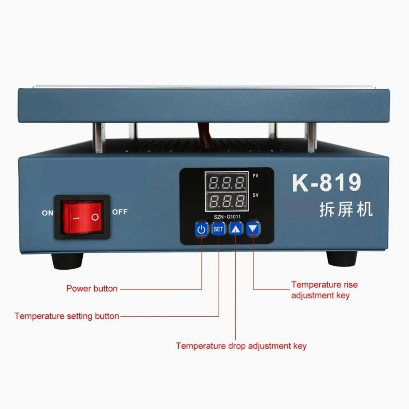 K-819 12-calowy ekran LCD Platforma grzewcza Rozmiar 28 * 20 cm Stacja grzewcza do podkładki Ekran dotykowy LCD Maszyna do wstępnego podgrzewania separatora