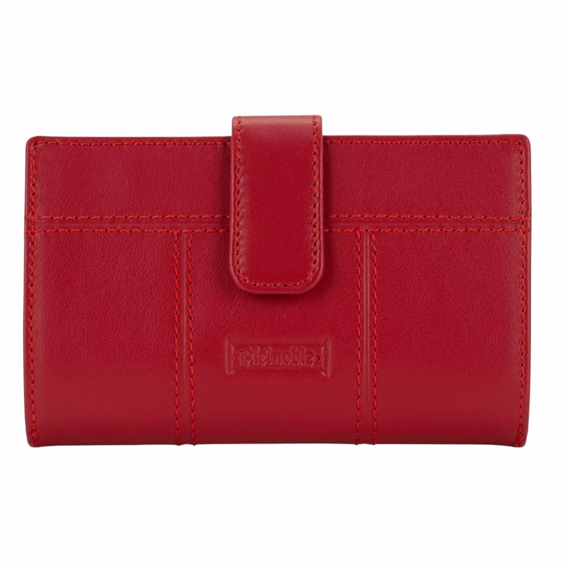 Portfel damski ze skóry bydlęcej elegancki portfel premium ręcznie wykonany w Ubrique, Hiszpania Kolekcja PS, Czerwone, Pequeño - 14.5cm, Klasyczny
