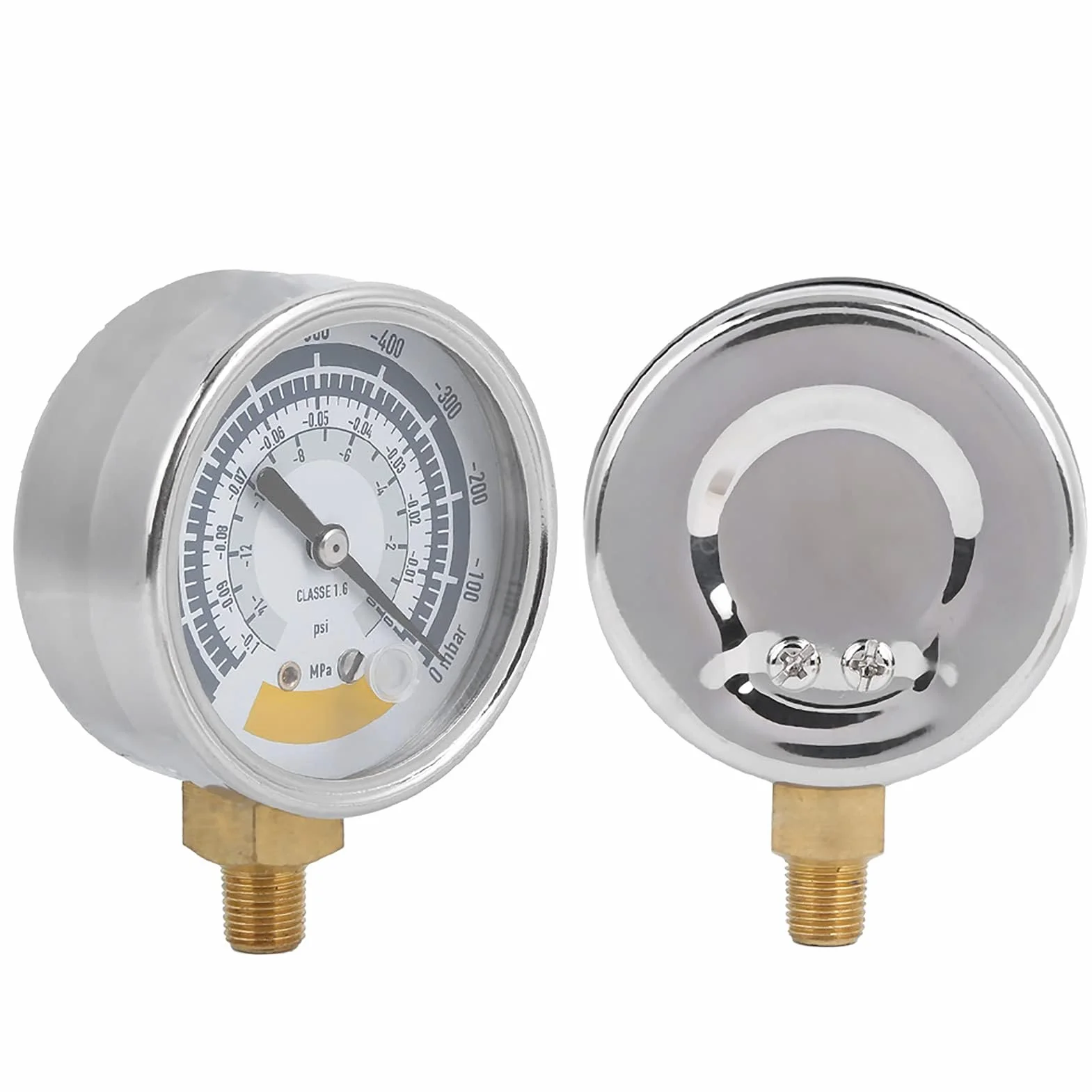 Manometr mechaniczny, precyzyjny manometr powietrza instrument do pompy próżniowej 0-14 psi NPT przyłącze 1/8 cala, niezawodny manometr do pomiaru ciśnienia powietrza do pomp próżniowych