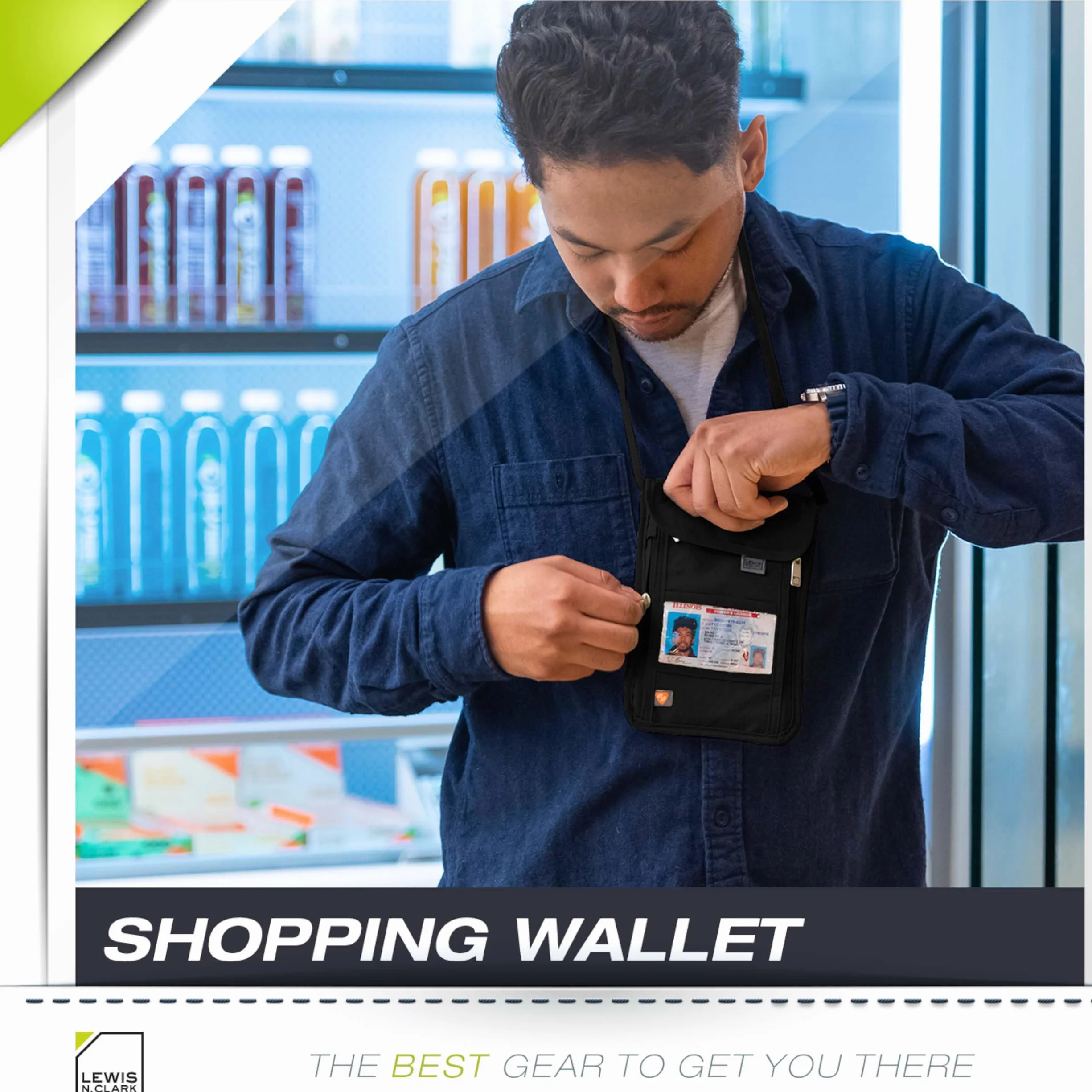 Lewis N. Clark Saszetka RFID, Czarny, One Size