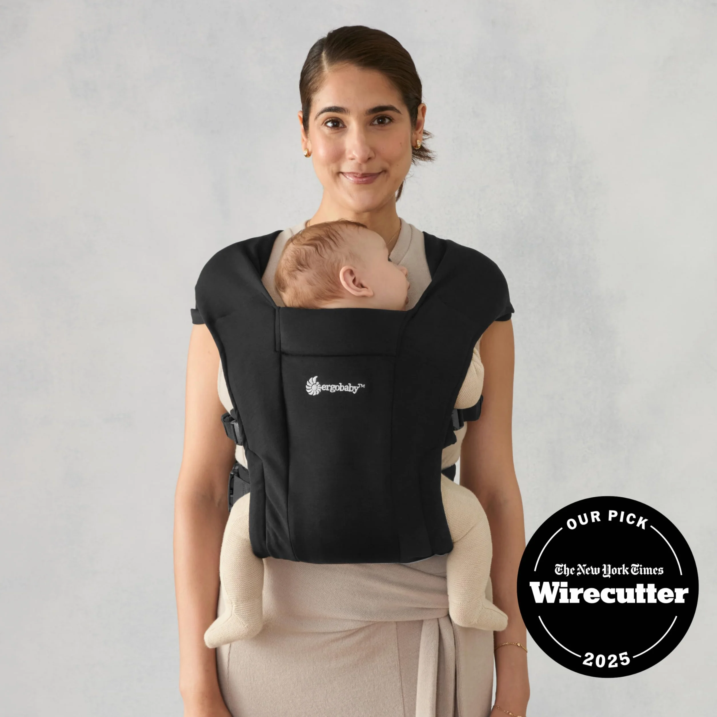 Ergobaby Ergonomiczne Nosidełko Embrace z Pasem Biodrowym, Równomierne Rozłożenie Ciężaru, Komapktowy, Lekki, Łatwy do Zapęcia, Kolor Czarny
