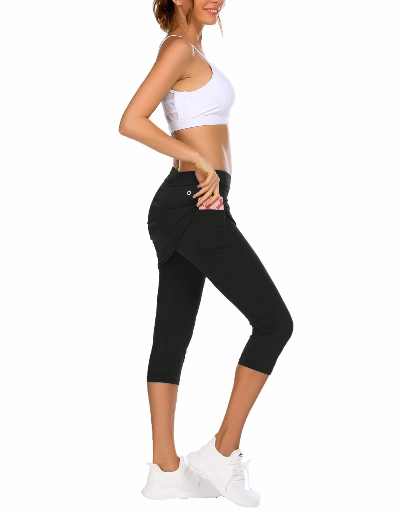 PINSPARK Damskie spodenki sportowe, legginsy ze spódnicą, spódniczką, jogą, bieganiem, odzież tenisowa