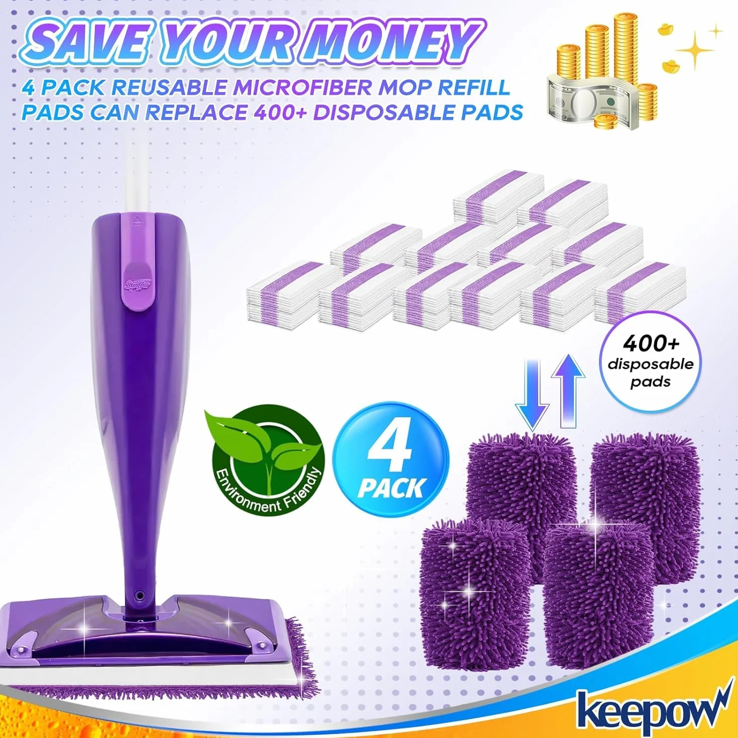 4 ściereczki wielokrotnego użytku do Swiffer WetJet Wood