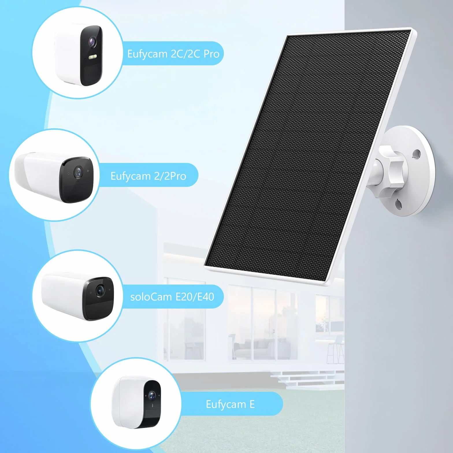 Panel słoneczny do kamery Eufy, panel słoneczny 6 W, do Eufy E, 2C/2C Pro, 2/2Pro, E20/E40, Solo, SoloCam Spotlight, wodoodporna ładowarka do panelu słonecznego USB-C IP65 do Eufy ze złączem micro USB