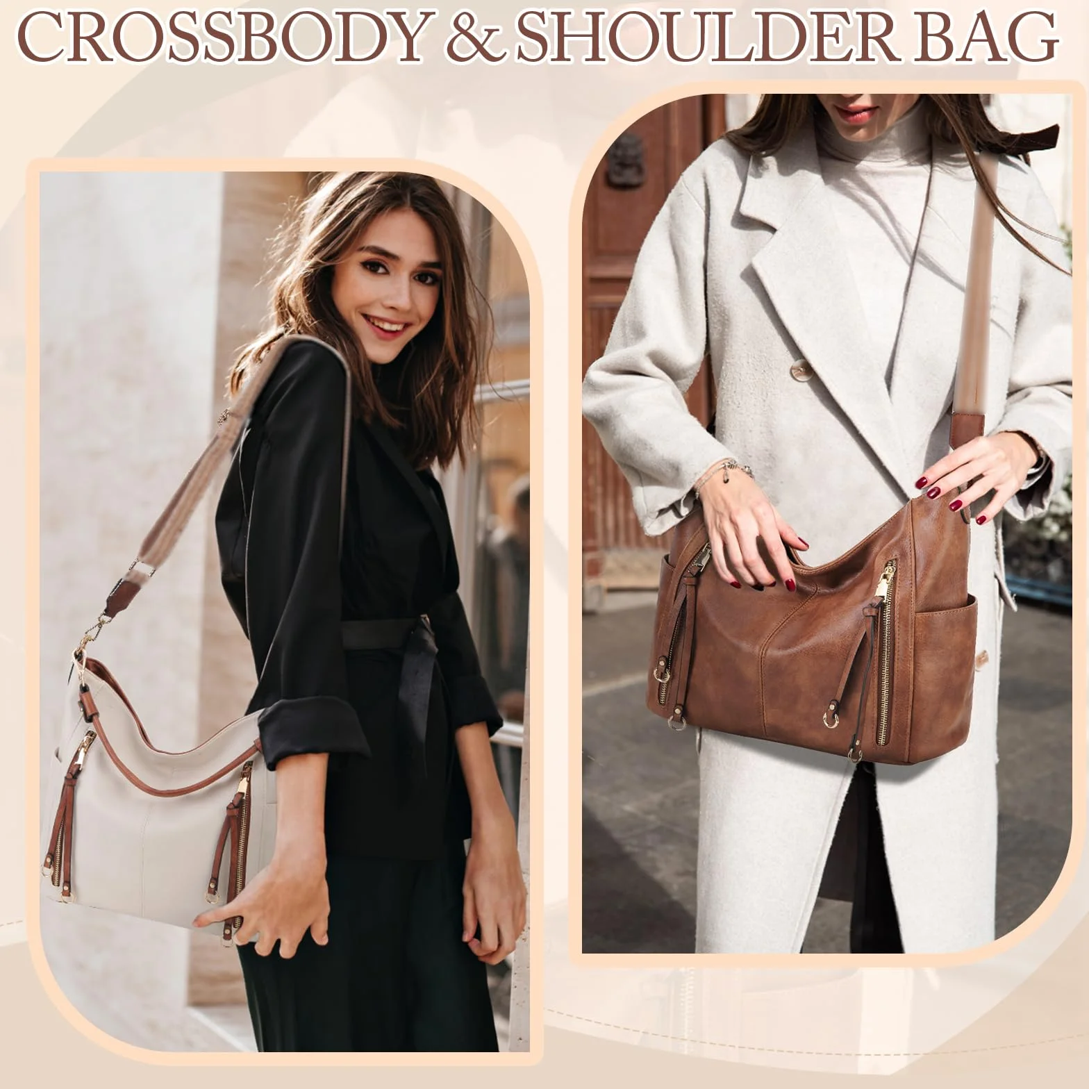 Torba hobo damska z poliuretanu crossbody na ramię do pracy