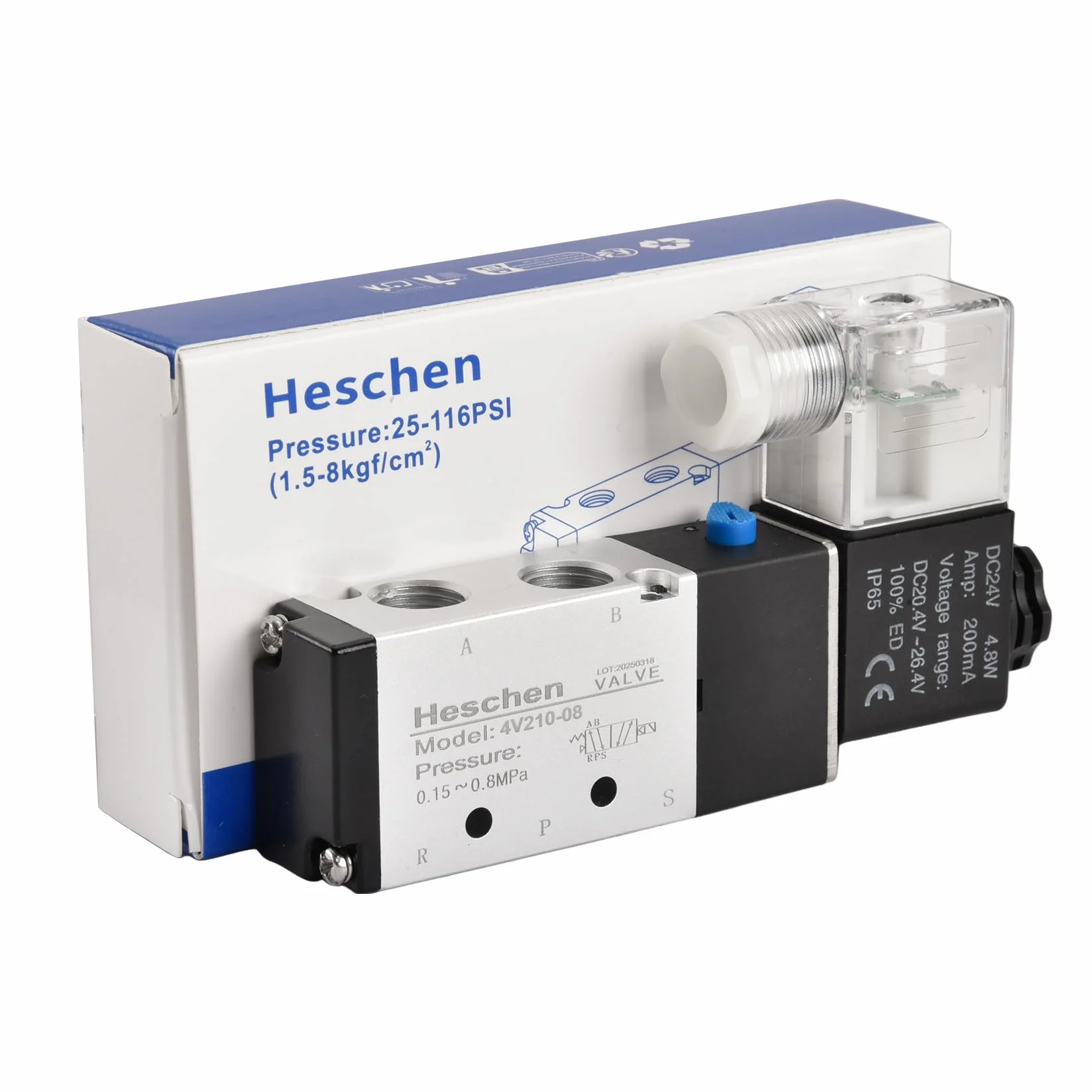 Heschen elektryczny pneumatyczny zawór elektromagnetyczny 4V210-08 DC 24 V PT 1/4 5-drożny 2 pozycje