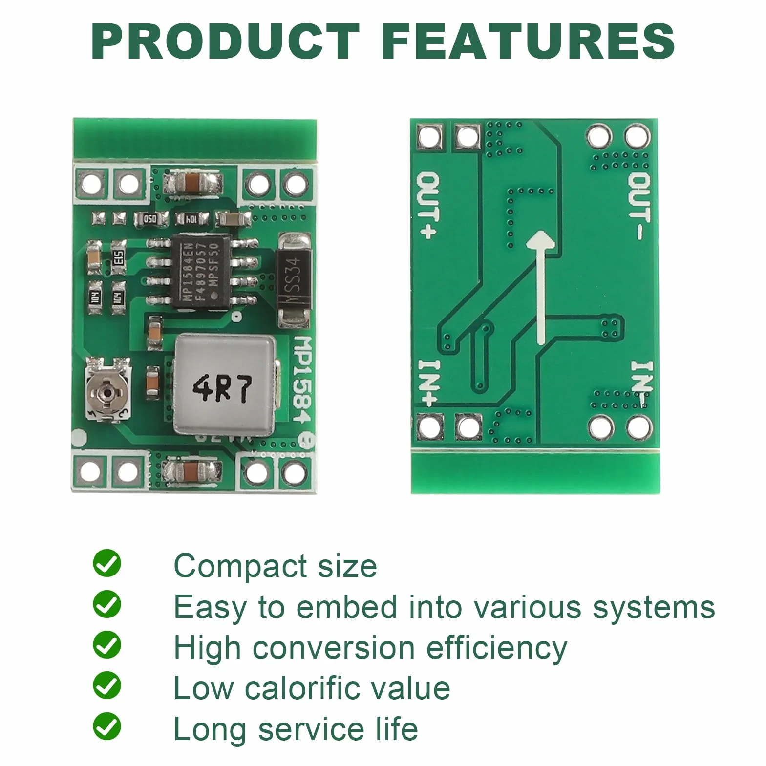 6 sztuk MP1584EN DC-DC Step Down Converter, Buck Converter, DC-DC, regulator napięcia - moduł 3 A 4,5-28 V na 0,8-20 V do Arduino, LED, aparatu, samochodu, DIY