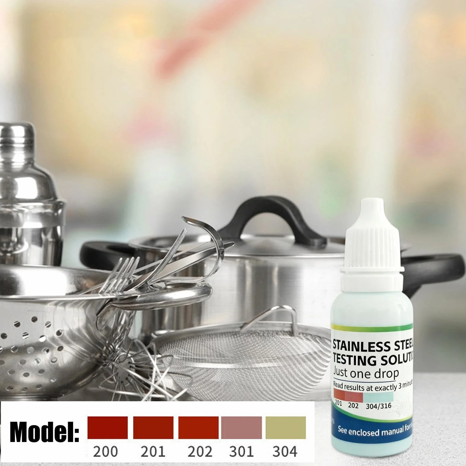 Stainless Steel Tester Identification Solution 15ml Portable Rapid Test Liquid for Kitchen Metal