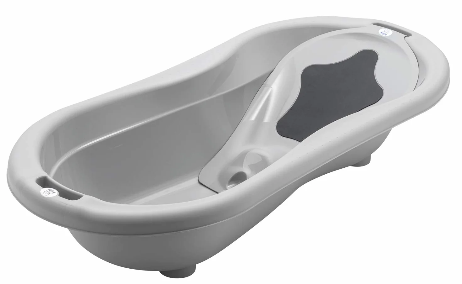 Rotho Babydesign TOP Xtra Duża wanienka, Z 2 matami antypoślizgowymi i korkiem spustowym, Idealna dla 2 dzieci, Do 36 miesiąca, TOP Xtra, Stone Grey (Szary), 20500 0286