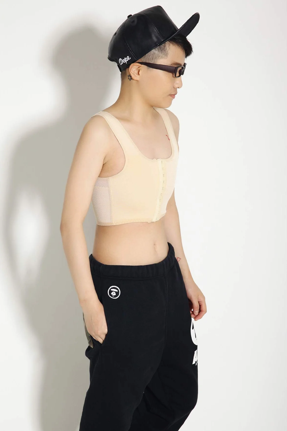 BaronHong elastyczna opaska na klatkę piersiową gorset krótki tank top dla lesbijek Tomboy Trans