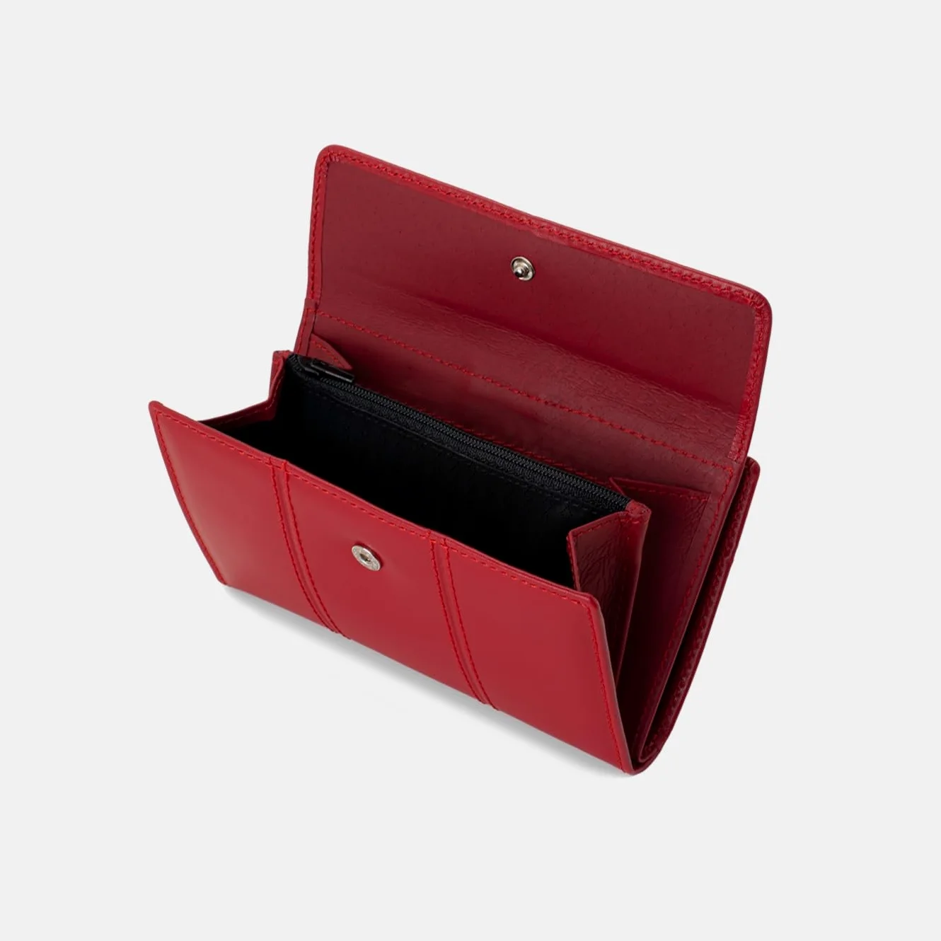 Portfel damski ze skóry bydlęcej elegancki portfel premium ręcznie wykonany w Ubrique, Hiszpania Kolekcja PS, Czerwone, Pequeño - 14.5cm, Klasyczny