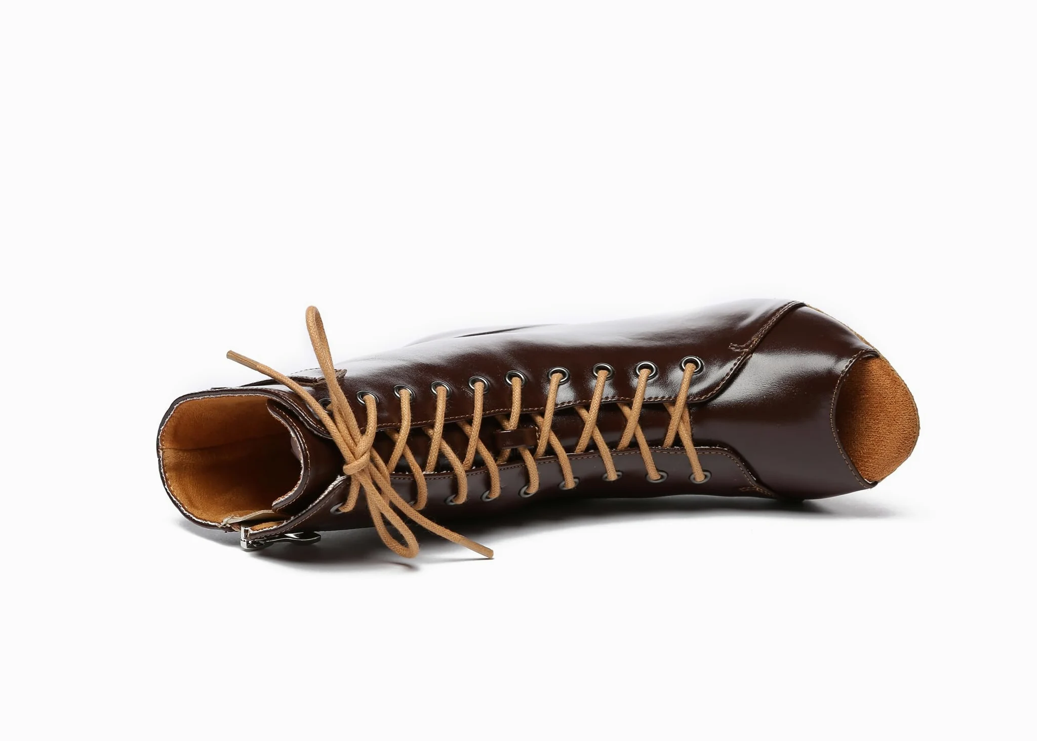 Damskie buty do tańca, na imprezę, do sali balowej, sznurowane buty latynoskie, peep toe