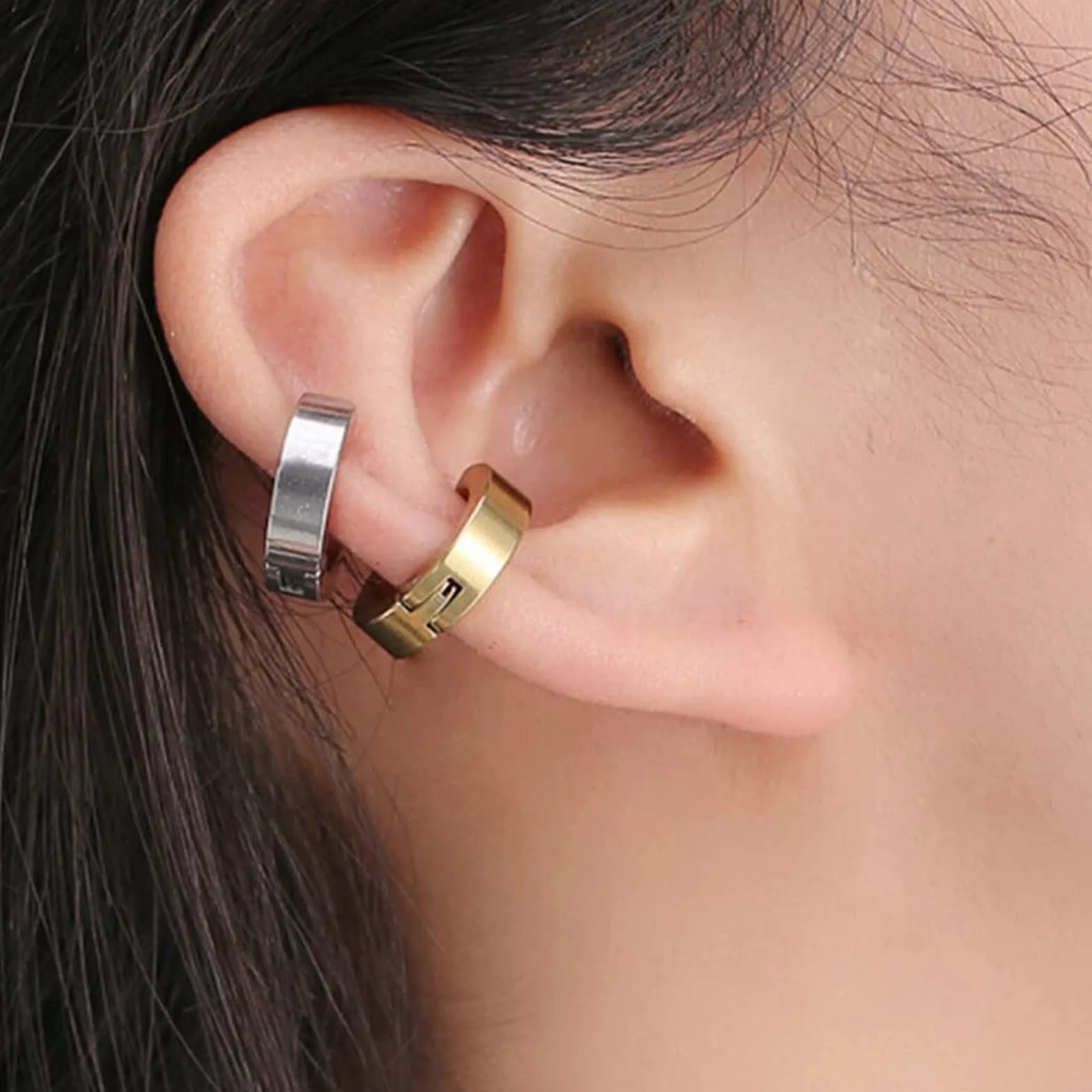10 sztuk Non-Piercing kolczyki do uszu klip fałszywe pierścienie do uszu dla mężczyzn i kobiet, ze stali nierdzewnej, 5 kolorów