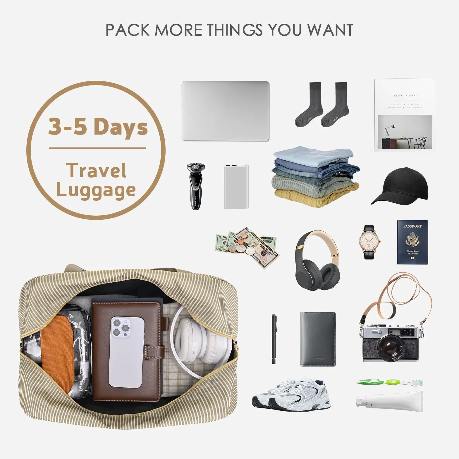 SPAHER Torba Podróżna Easyjet 45x36x20 Składana Wodoodporna Bagaż Podręczny Cabin Bag z Odłącznymi Paskami