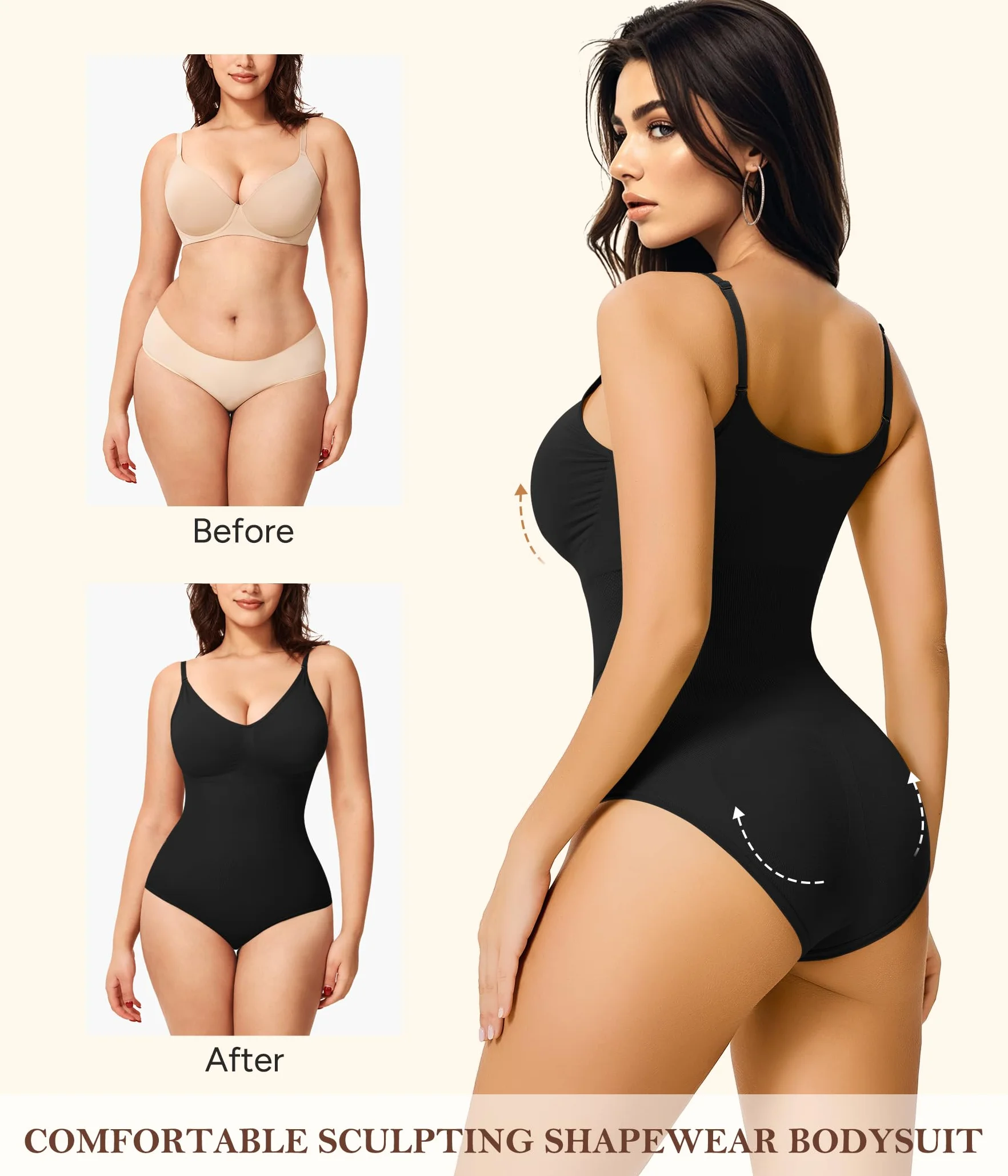 Irisnaya Damskie wyszczuplające body, bielizna modelująca, topy, kontrola brzucha, modelujące sylwetkę, ramiączka spaghetti, trykoty, obcisłe kombinezony