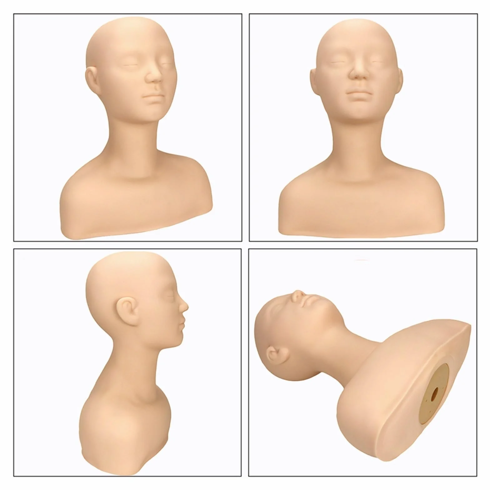 Soft Silicone Massage Training Mannequin Head With Shoulder Professional Cosmetology Make Up Practice Doll Head For Hairdressers(One Message Head A)
