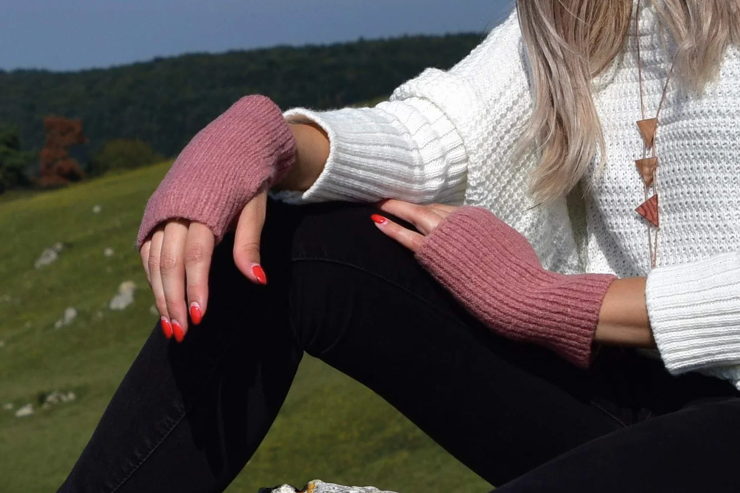 styleBREAKER Damskie rękawiczki dotykowe z dzianiny, zdejmowane mankiety, ciepłe zimowe