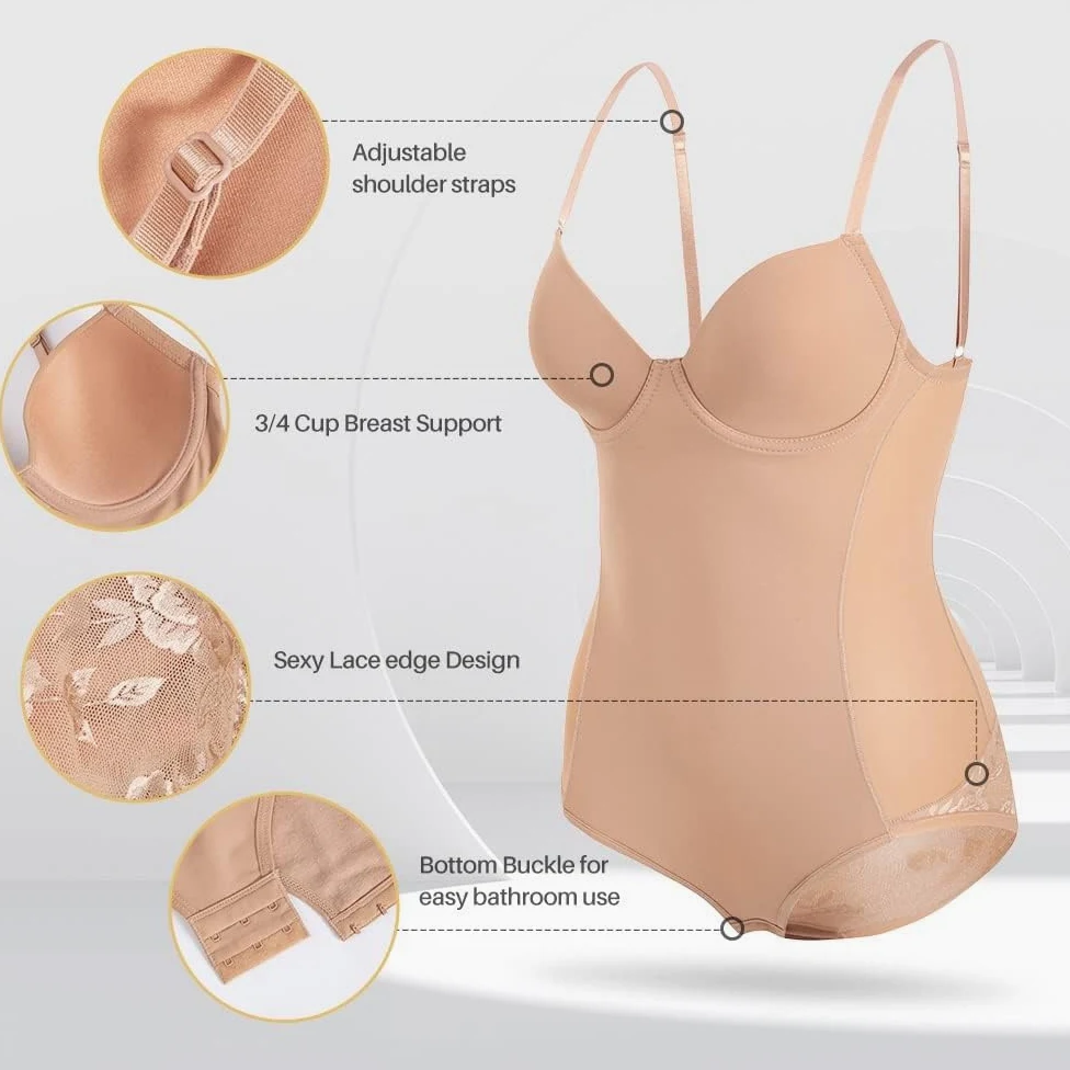 Koronkowe krawędzie Shapewear Body wyszczuplające talię Push up Butt Lifter Shaper Gorset wyszczuplający Majtki z szelkami