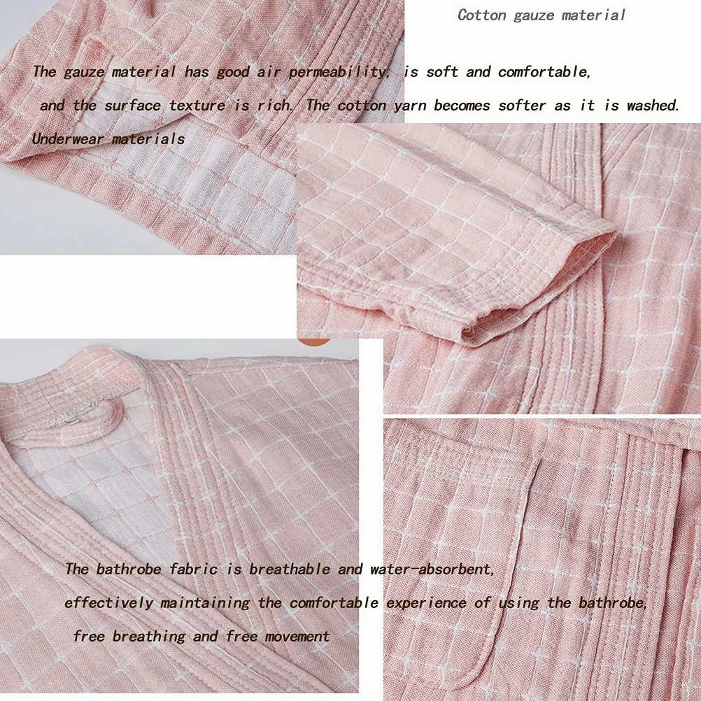 Szlafrok, szlafrok dla kobiet, szlafrok, szlafrok męski, bawełniane szaty dla kobiet Szlafrok kimono Szlafrok Lekka miękka bawełniana koszula nocna z gazy Długi