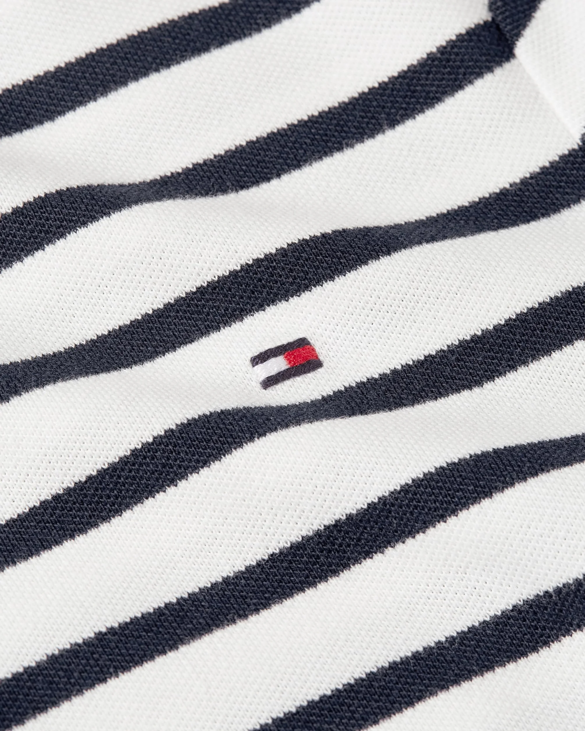 TOMMY HILFIGER Damska koszulka polo 1985 SLIM PIQUE SS Niebieski (Breton Ecru/Dark Night Navy Stp) M
