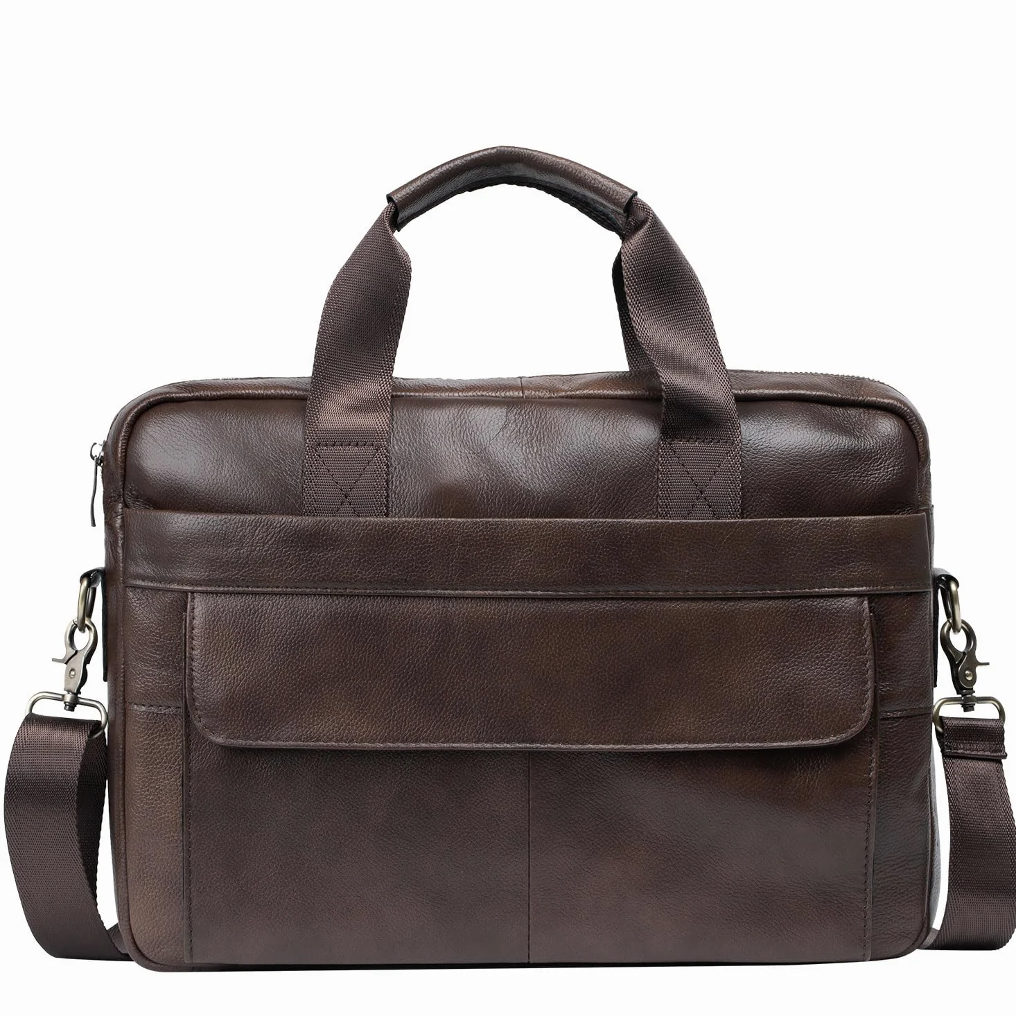 Skórzana teczka 15-calowa torba na laptopa, listonoszka, torba robocza, torebka crossbody, do podróży służbowych, dla mężczyzn, ojca, męża, Cfc-brązowy