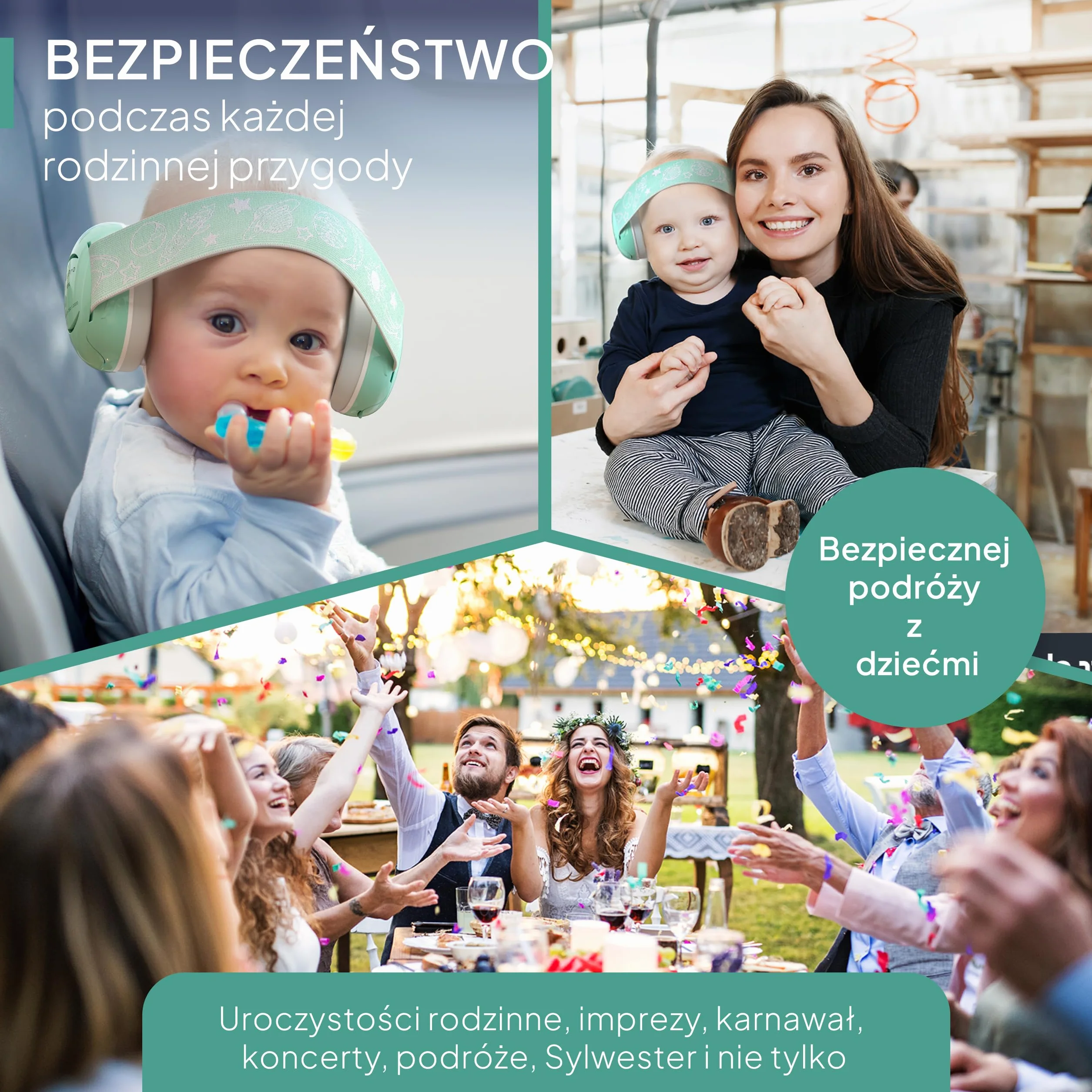 Senner ® KidsPro Flex | Ochronniki słuchu - Ochrona słuchu dla niemowląt - Elastyczne nauszniki z SNR 25 dB. Idealne na co dzień, imprezy, wydarzenia, sport i muzykę - Turkusowe