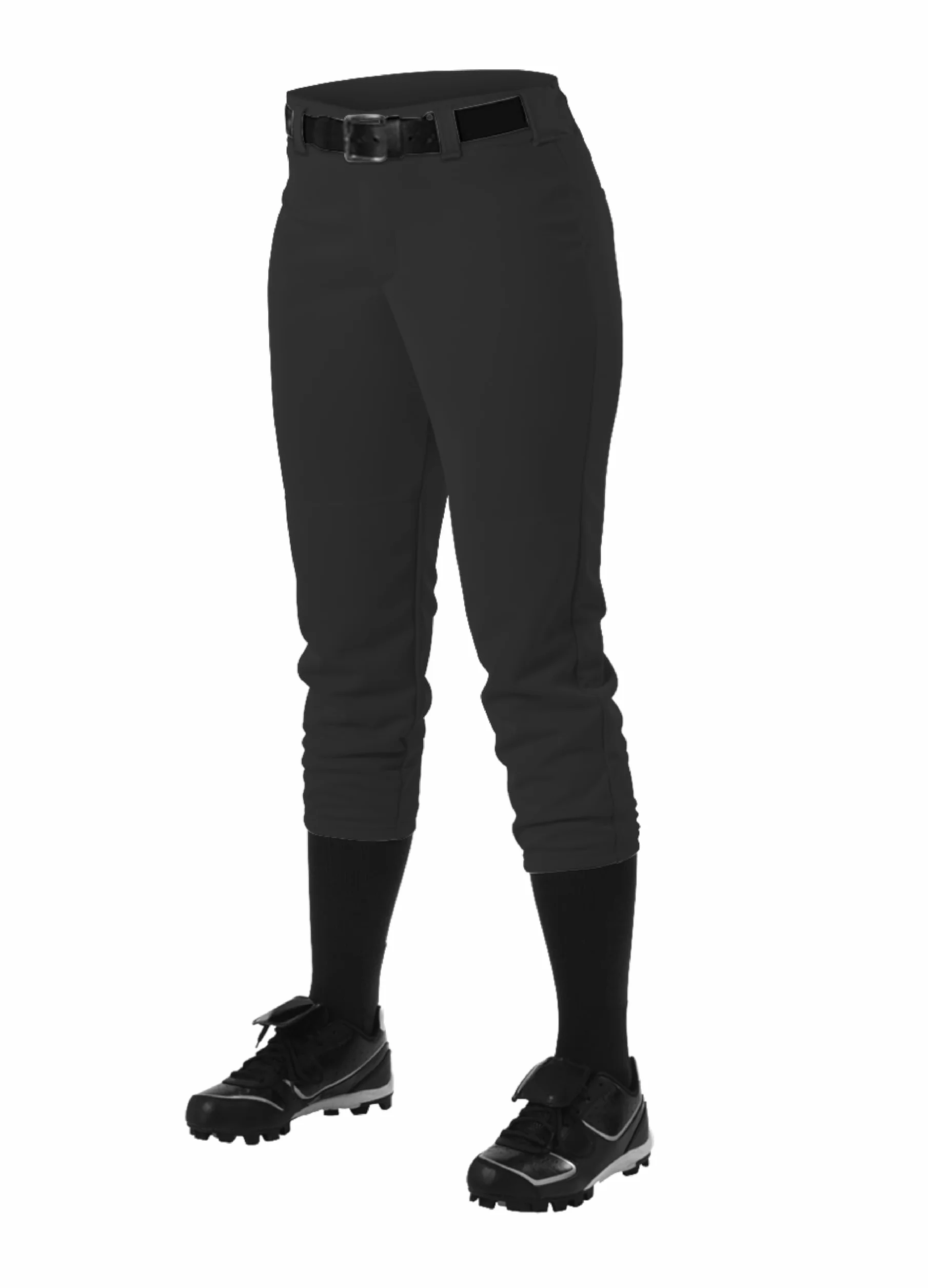 Alleson Athletic Damskie spodnie Fastpitch/Softball Belt Loop - elastyczna, odprowadzająca wilgoć tkanina i krój w profesjonalnym stylu