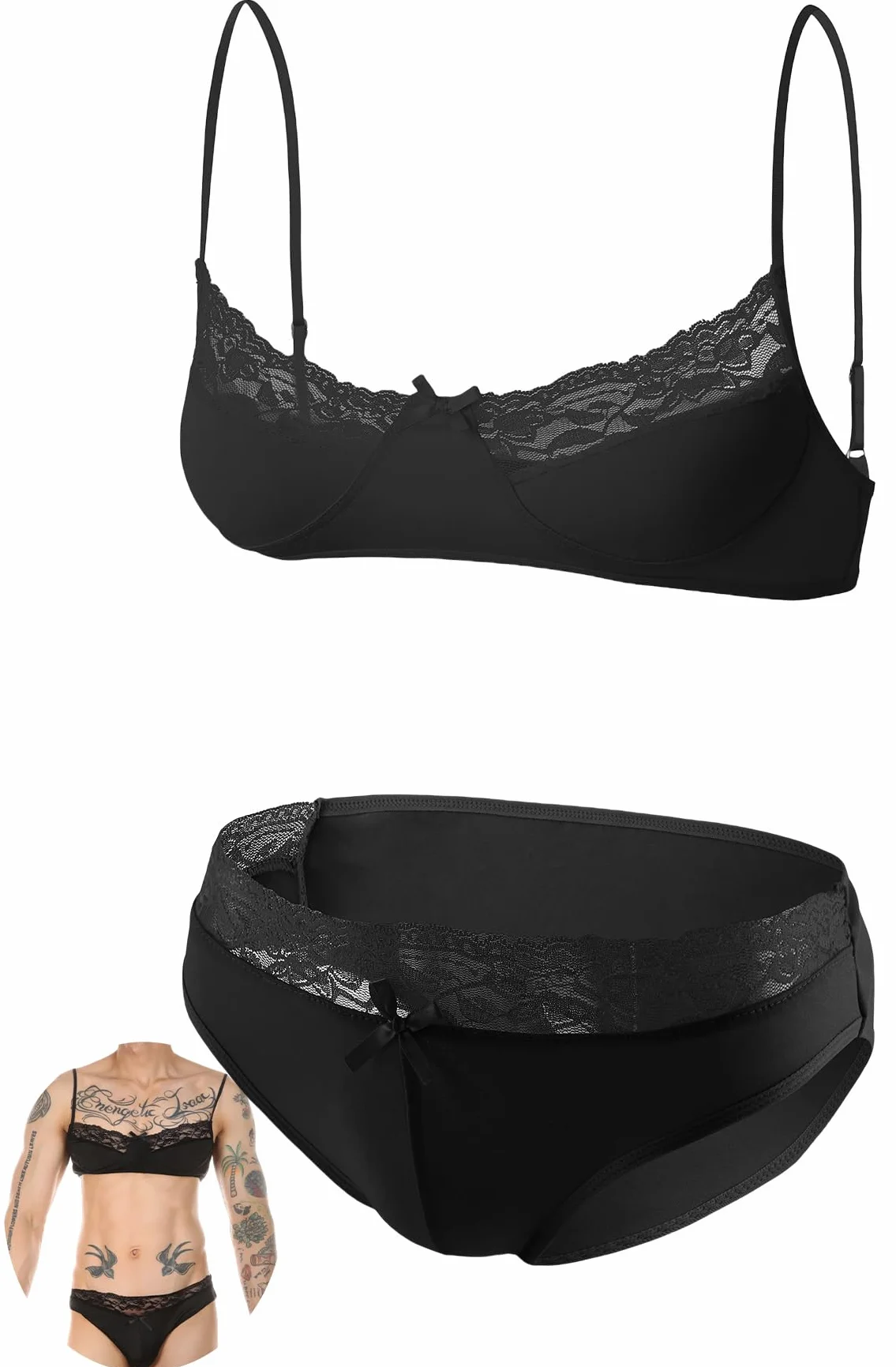AIEOE Sissy zestaw seksownej koronkowej bielizny biustonosz i majtki S-XXL