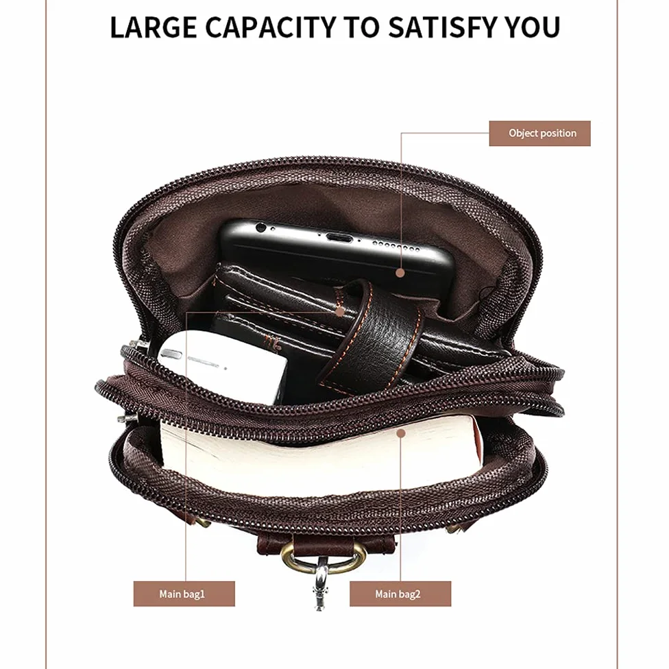 Torba na ramię z prawdziwej skóry na telefon komórkowy dla mężczyzn saszetka na talię portfel crossbody podróż biznesowa torba kurierska